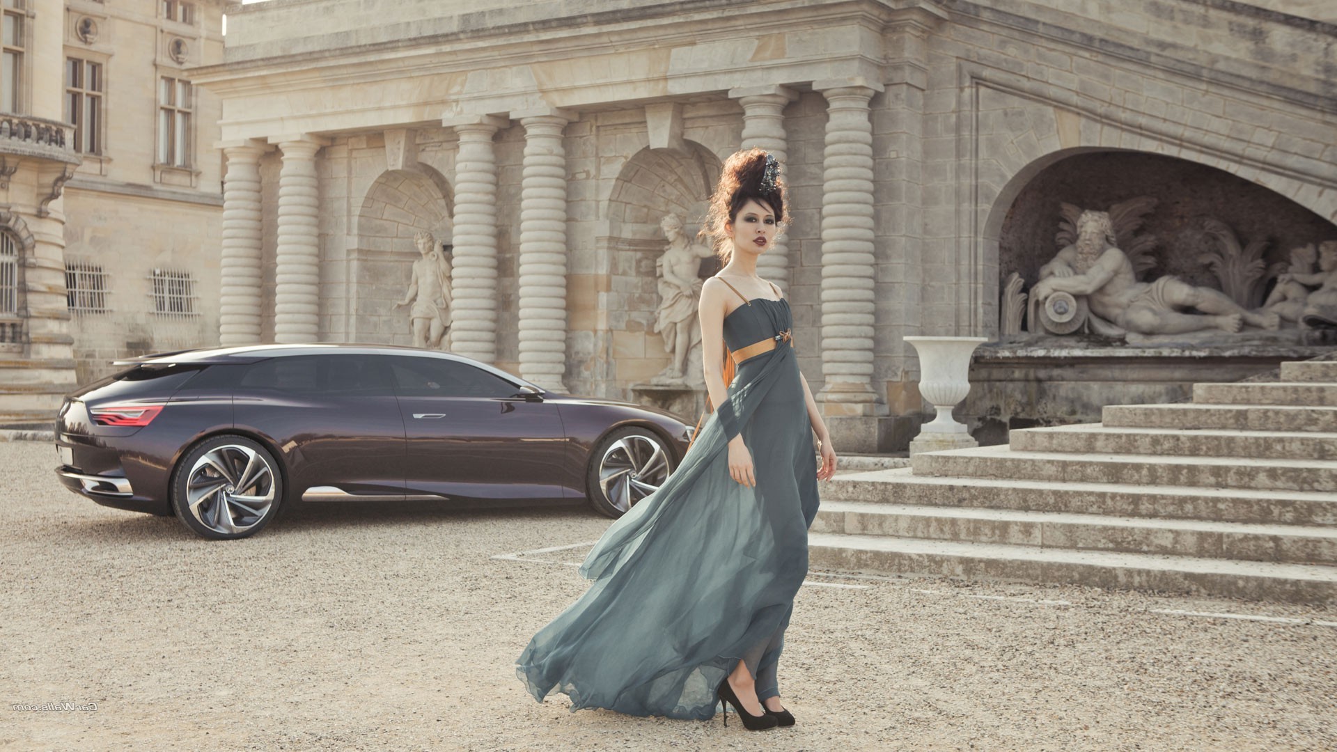 Wallpaper, women, model, concept cars, sports car, Citroen Numero 9, 1920x1080 px, automotive design, luxury vehicle 1920x1080