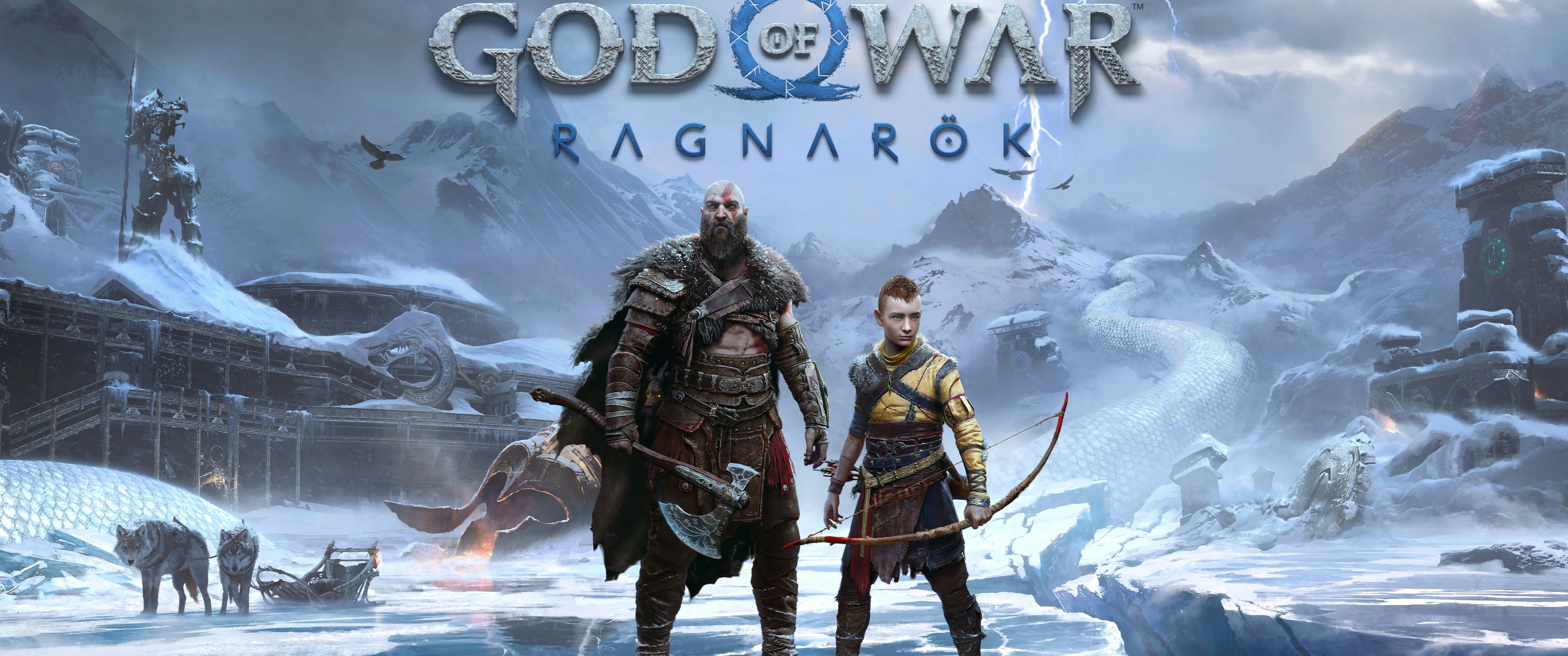 God of War Ragnarök Wallpaper 4K, Game Art, Kratos, Atreus