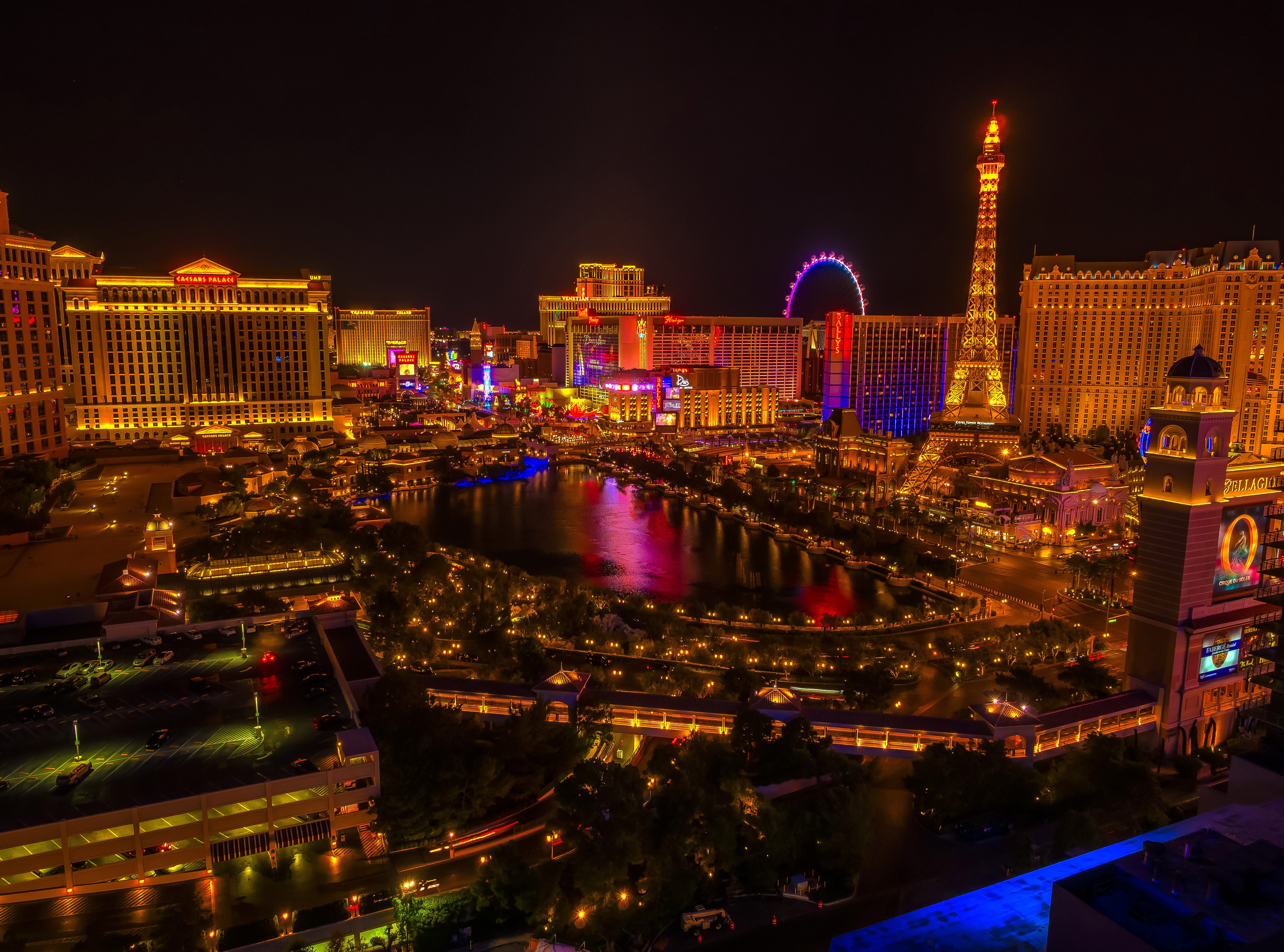 4K, USA, Houses, Las Vegas, Night Gallery HD Wallpaper