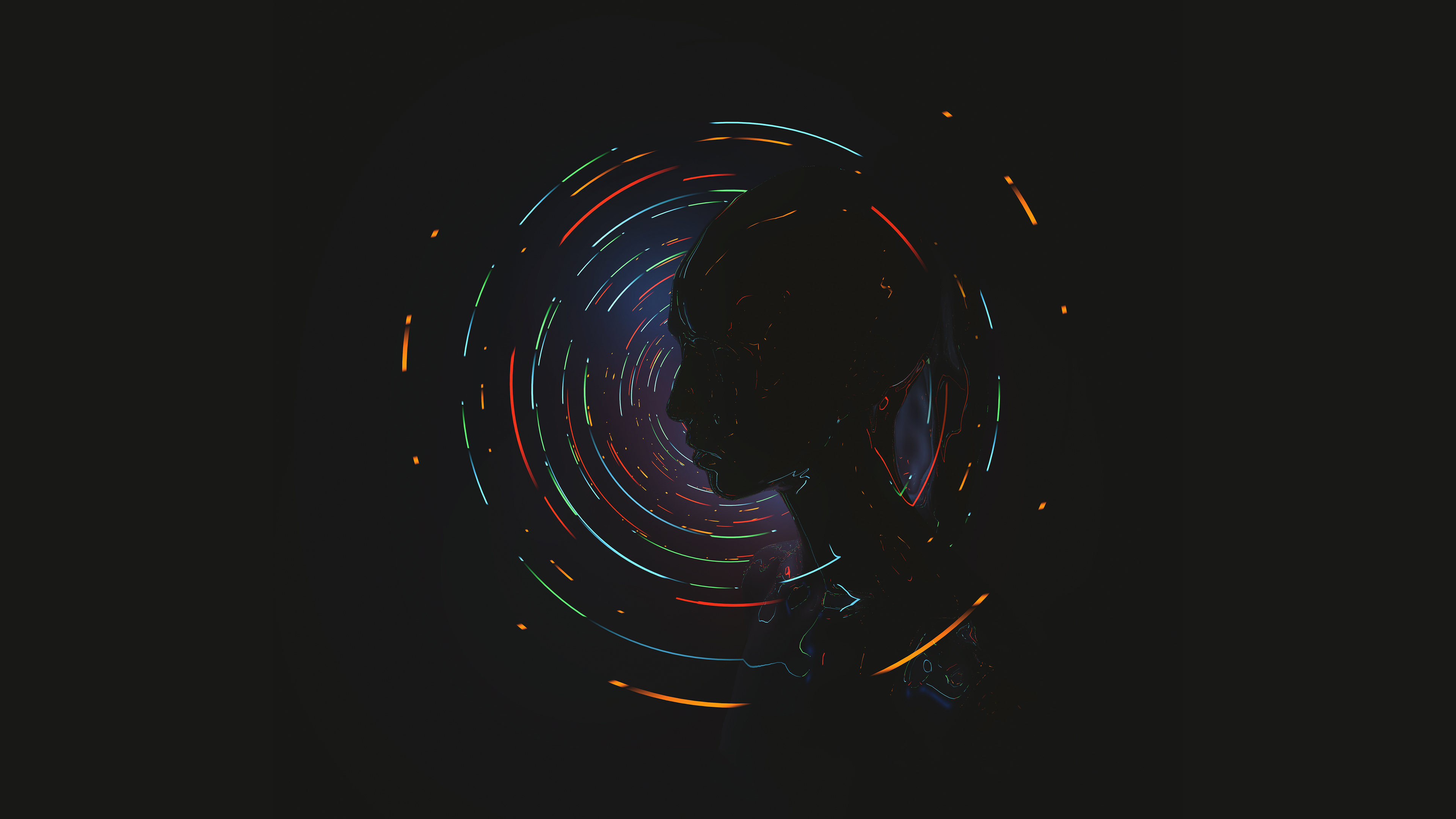 Head Colorful Dark Reflection 4k Wallpaper 4K