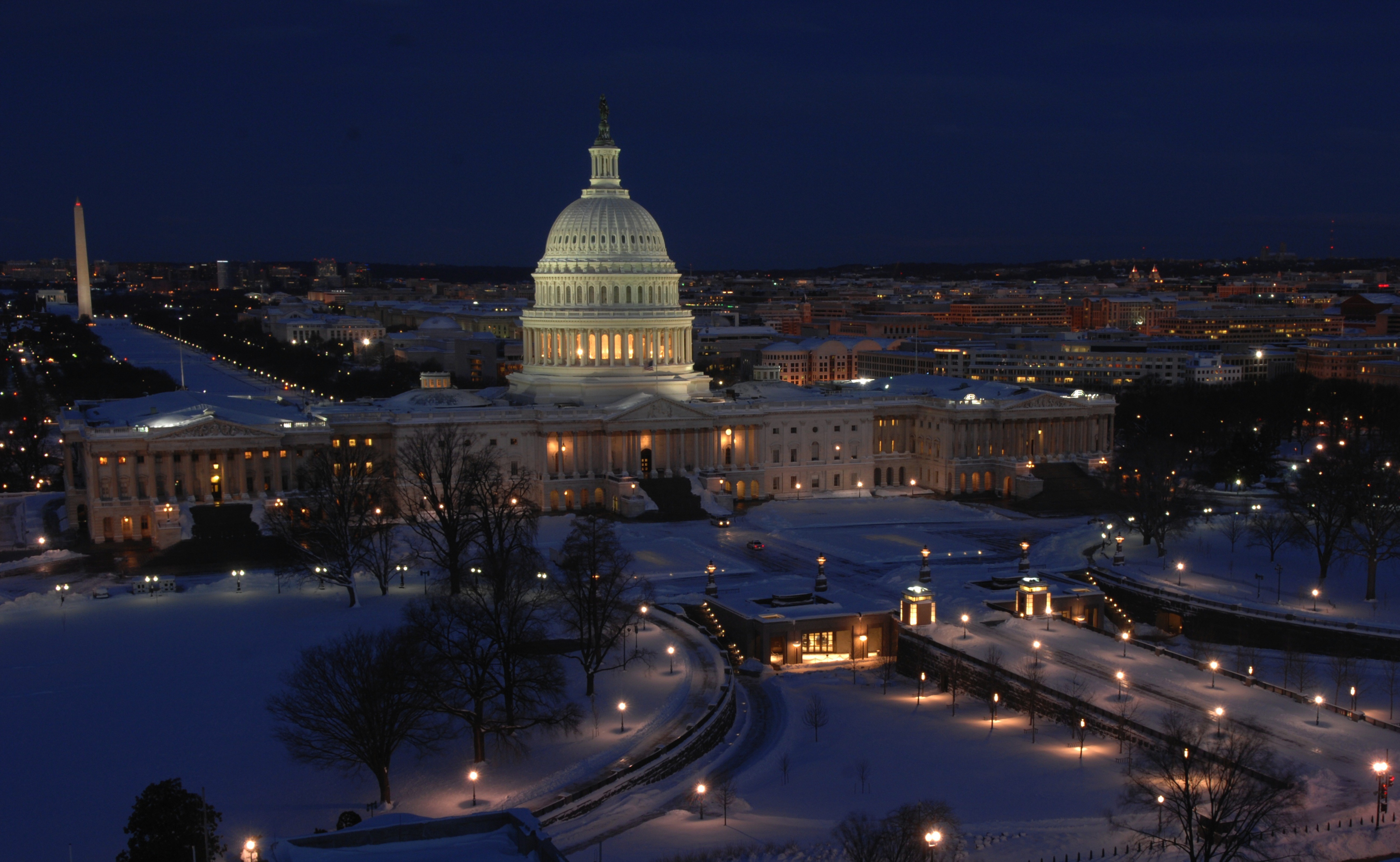 4K, 5K, district of Columbia, Capitol, USA, Winter, Washington, Night Gallery HD Wallpaper