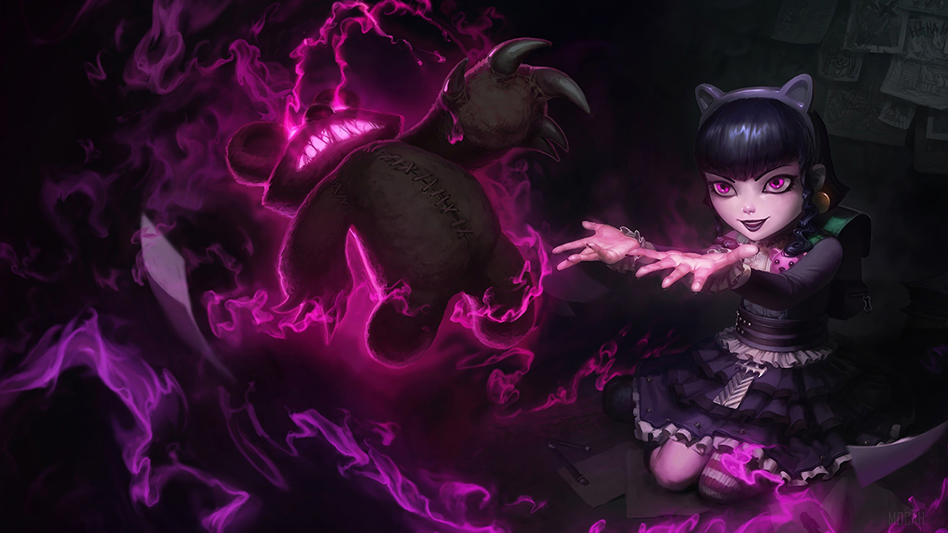 Annie, LoL, Goth, Splash Art, 4K Gallery HD Wallpaper