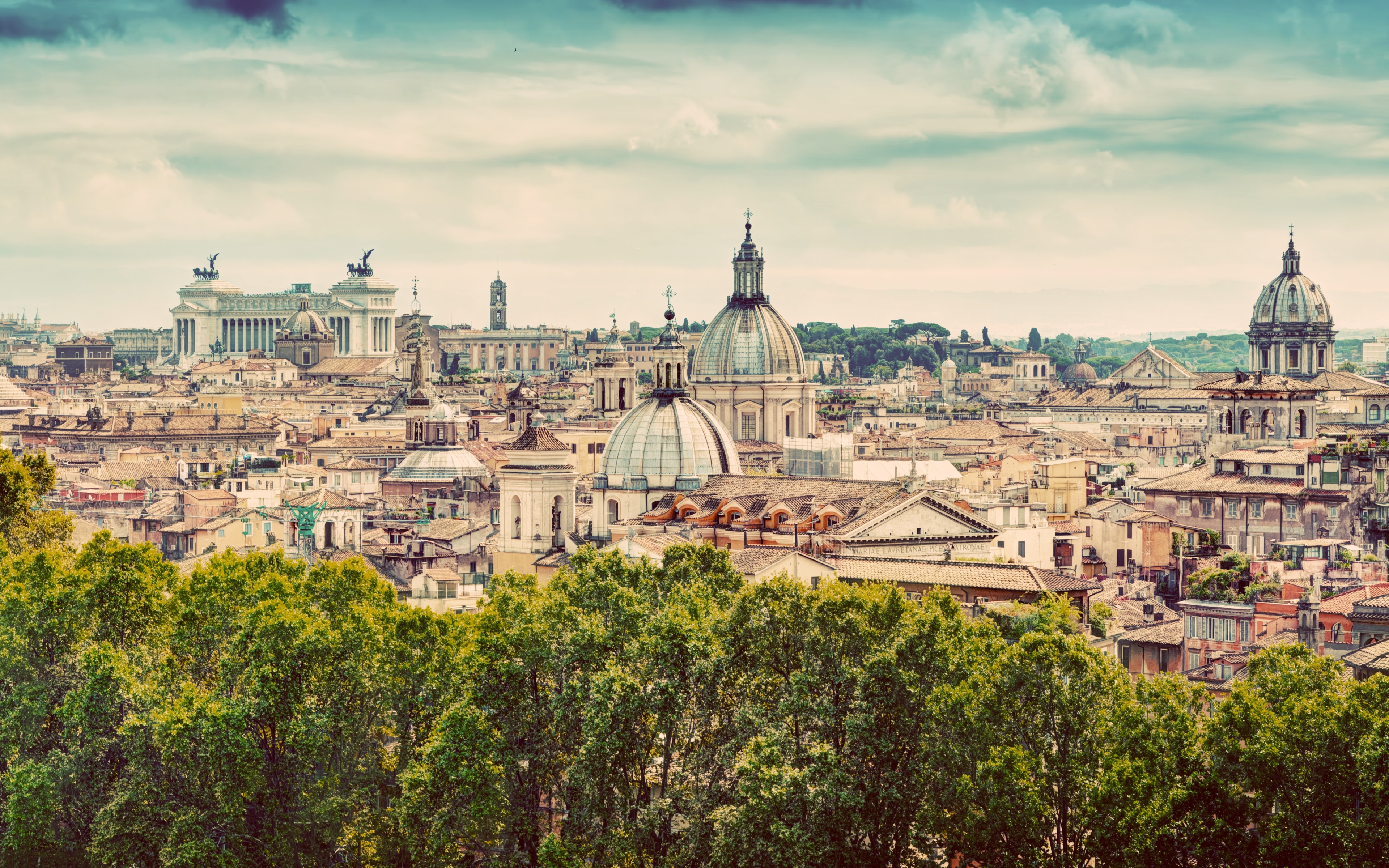Download wallpaper Rome, 4k, panorama, cityscapes, old buildings, Italy, Europe for desktop with resolution 3840x2400. High Quality HD picture wallpaper