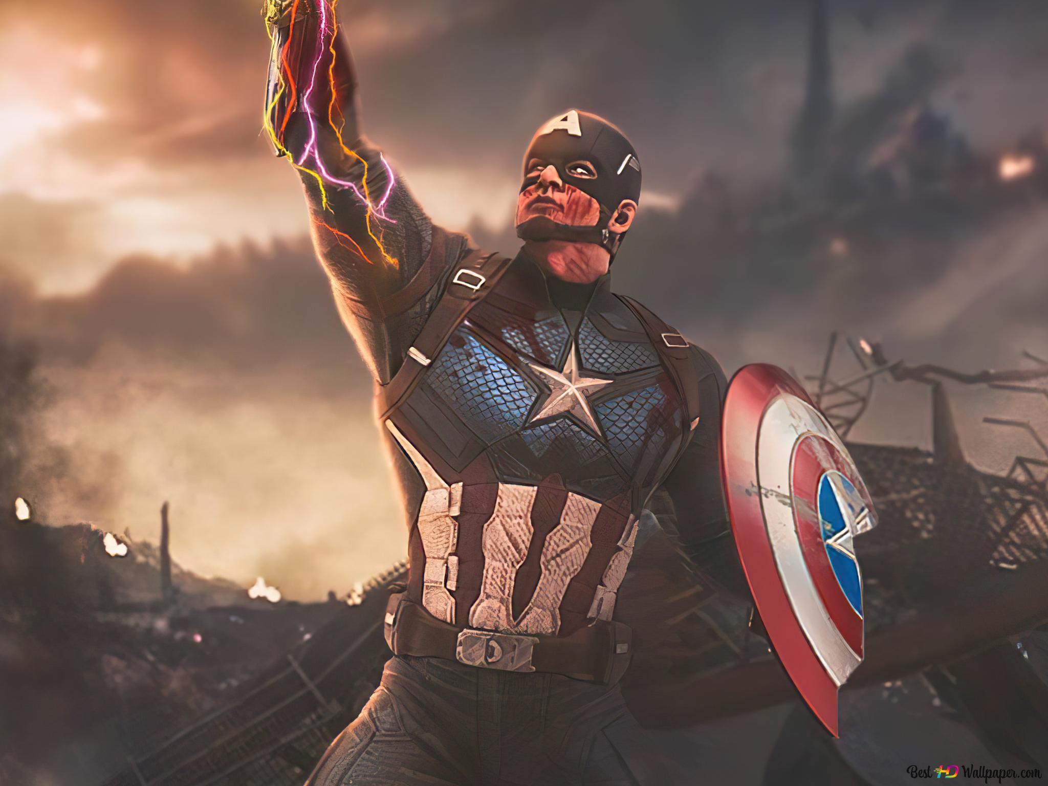 Captain America Hold's The Infinity Gauntlet 4K wallpaper download