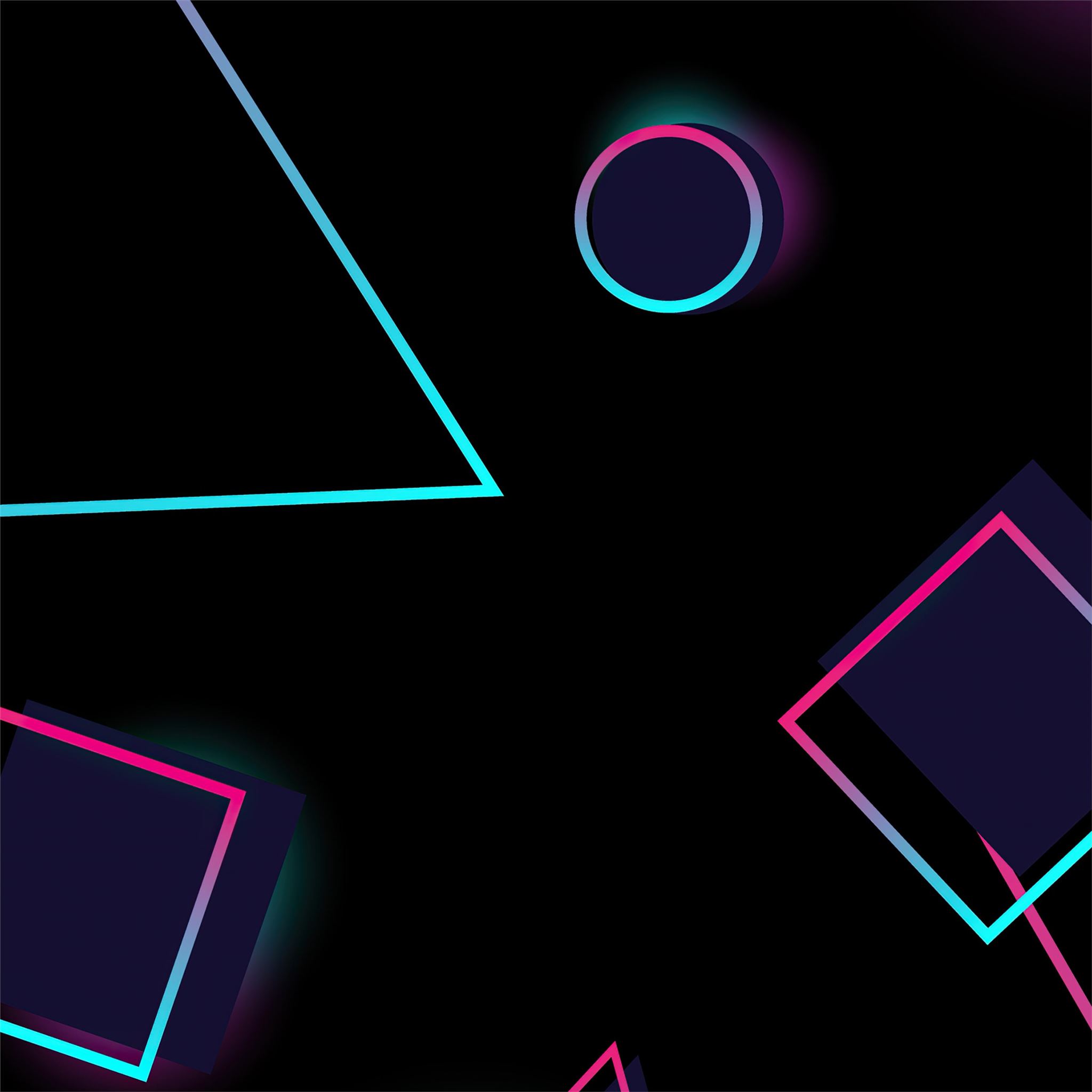 neon circles and triangle 4k iPad Air Wallpaper Free Download