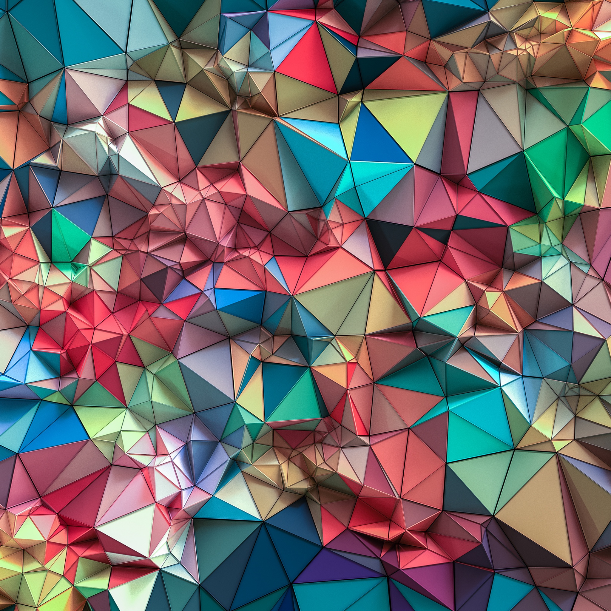 Triangles Wallpaper 4K, 3D background, Colorful, Shapes