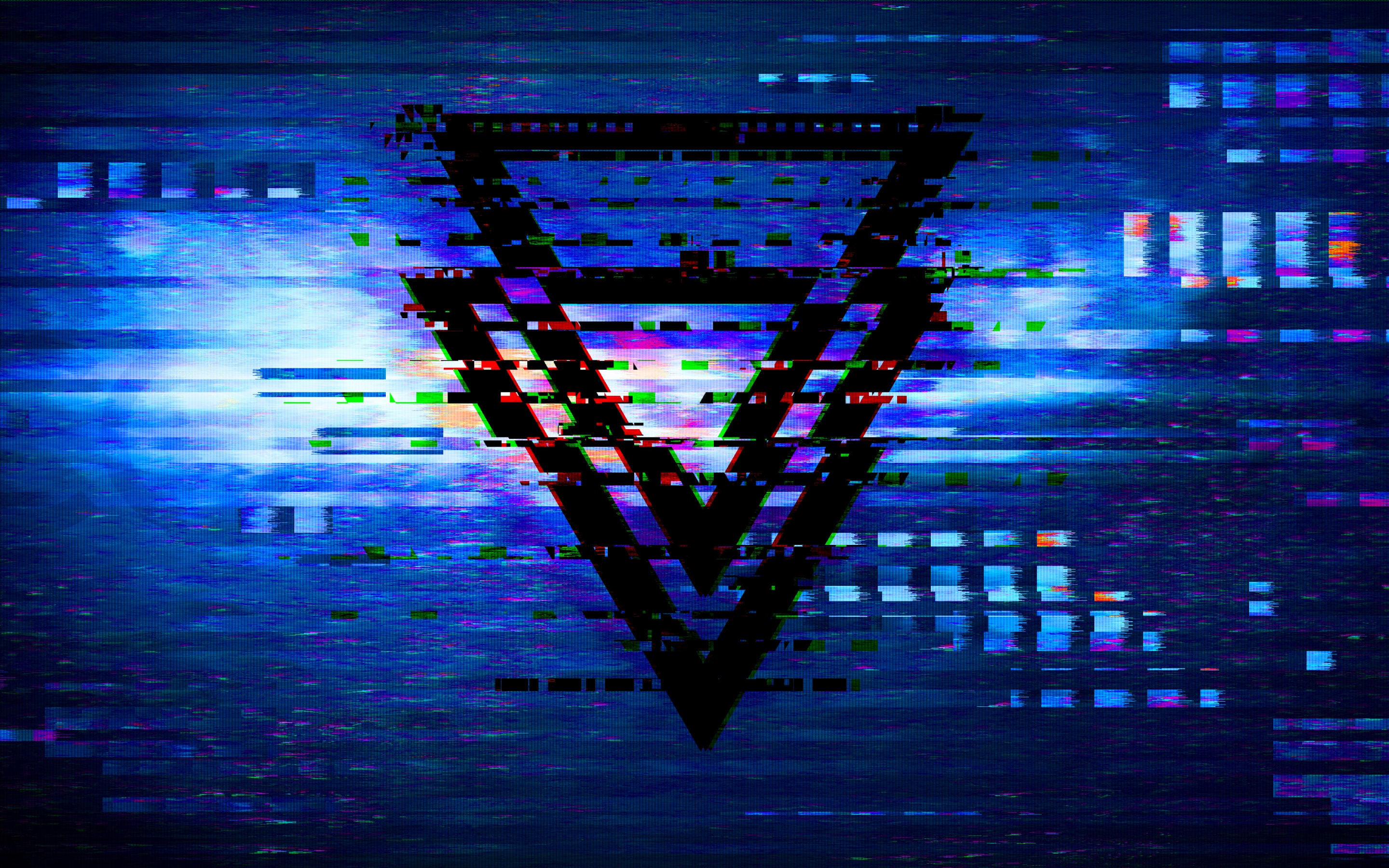 Glitch art Wallpaper 4K, Triangles, Effect, Distortion