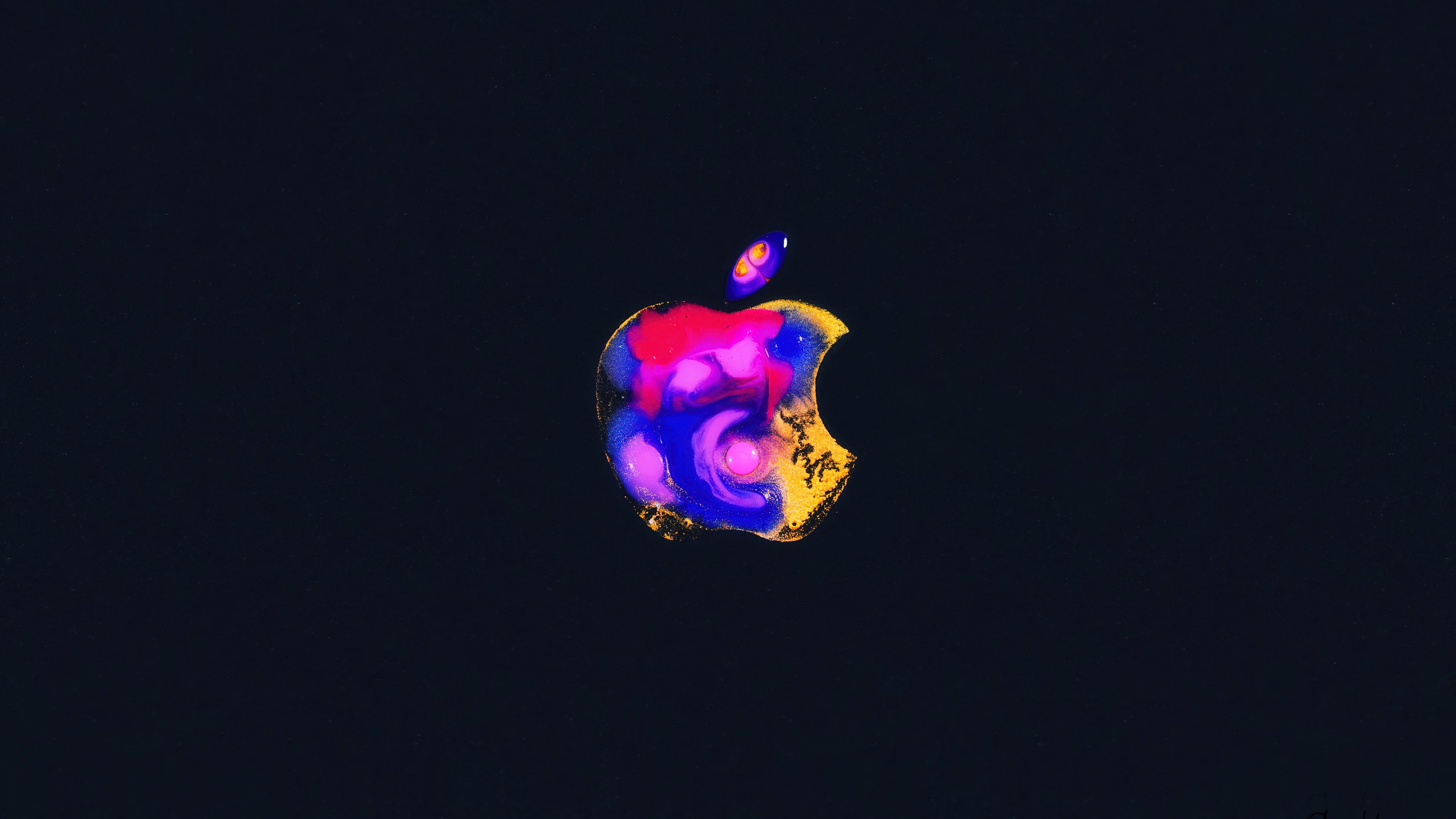 apple, logo, colorful, black, background, 4k, HD Wallpaper