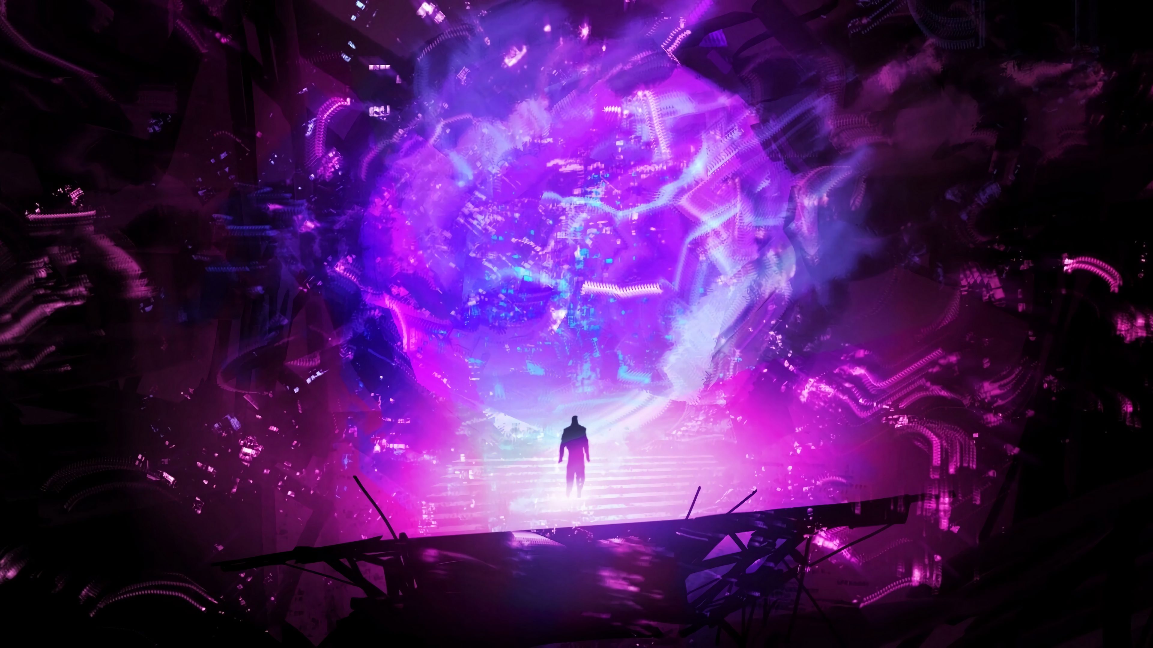 Download wallpaper 3840x2160 lonely, loneliness, glow, neon 4k uhd 16:9 HD background