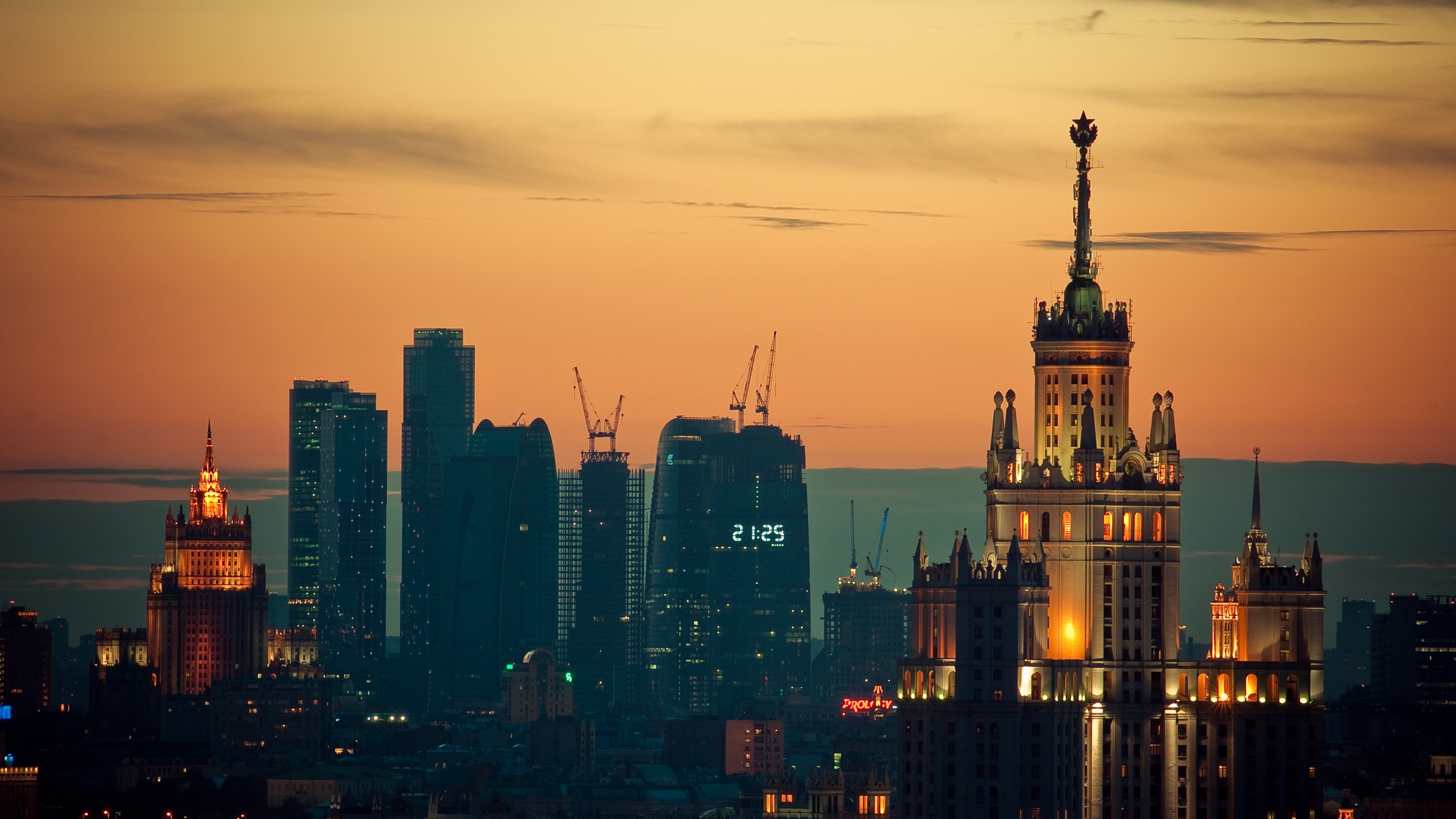 Wallpaper Moscow, Sunset, downtown, travel, sky, Travel
