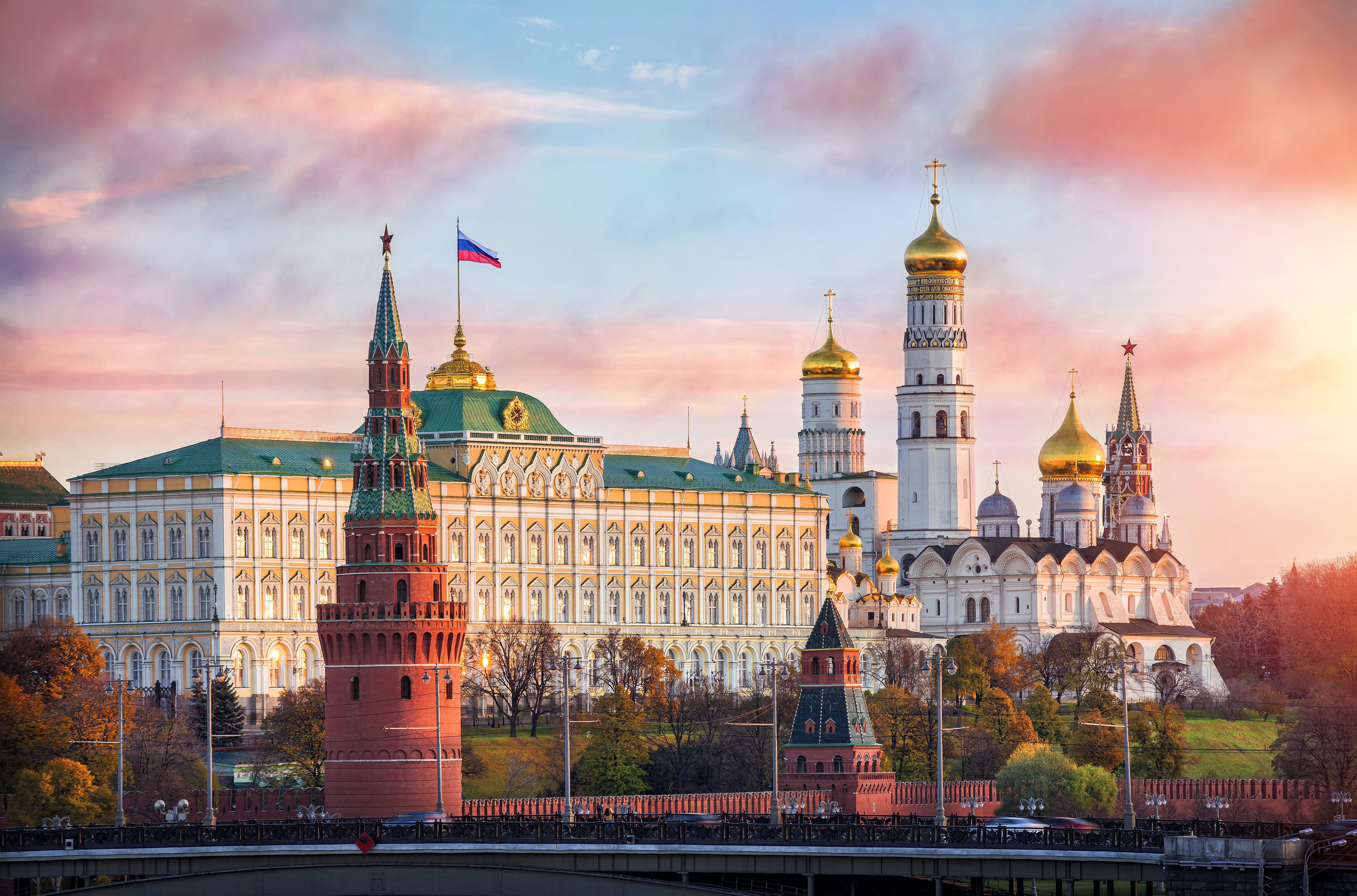 4K, 5K, 6K, Russia, Moscow, Sunrises and sunsets, Houses, Temples, Sky Gallery HD Wallpaper