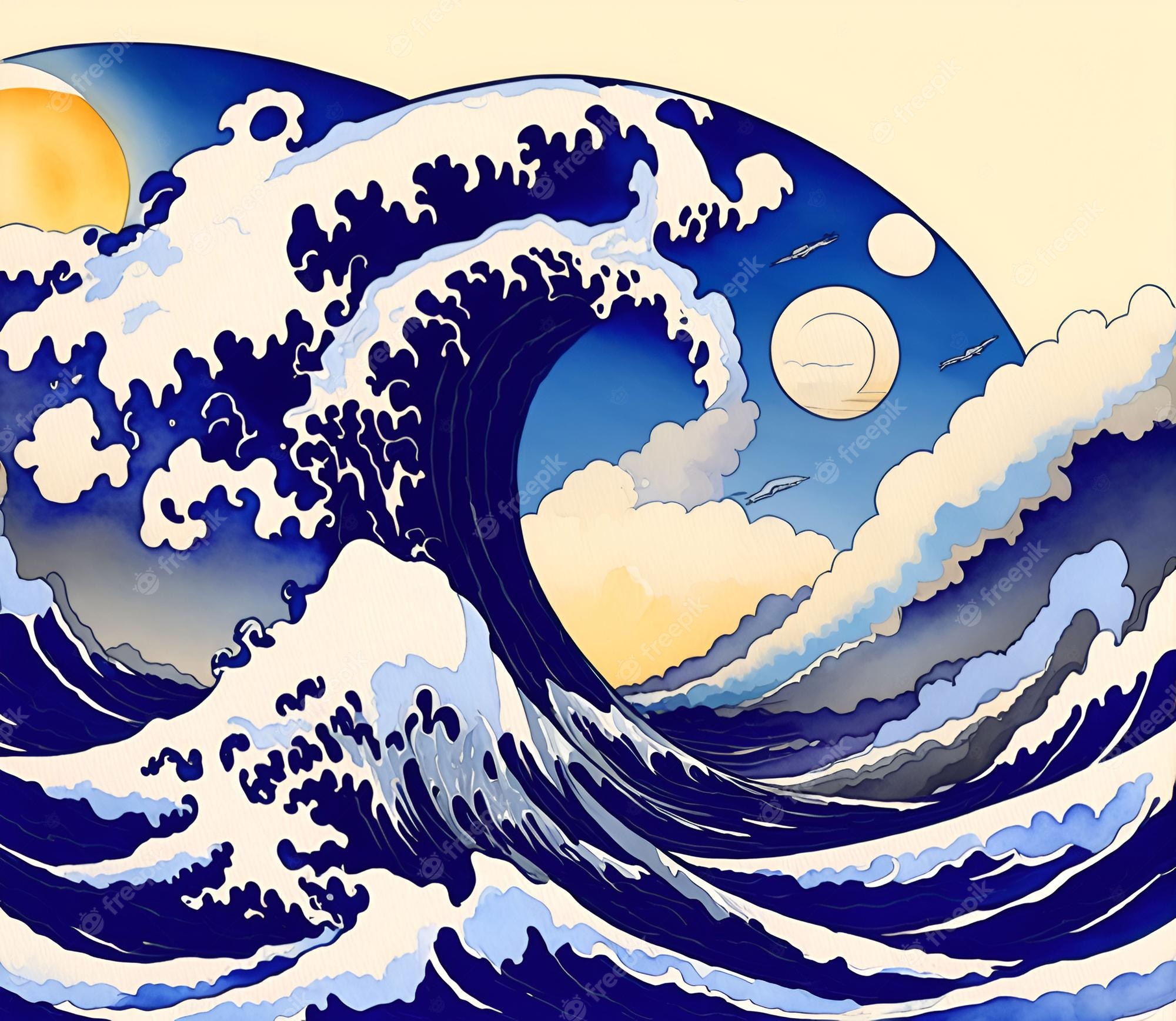 Premium Photo. The great wave off kanagawa wallpaper