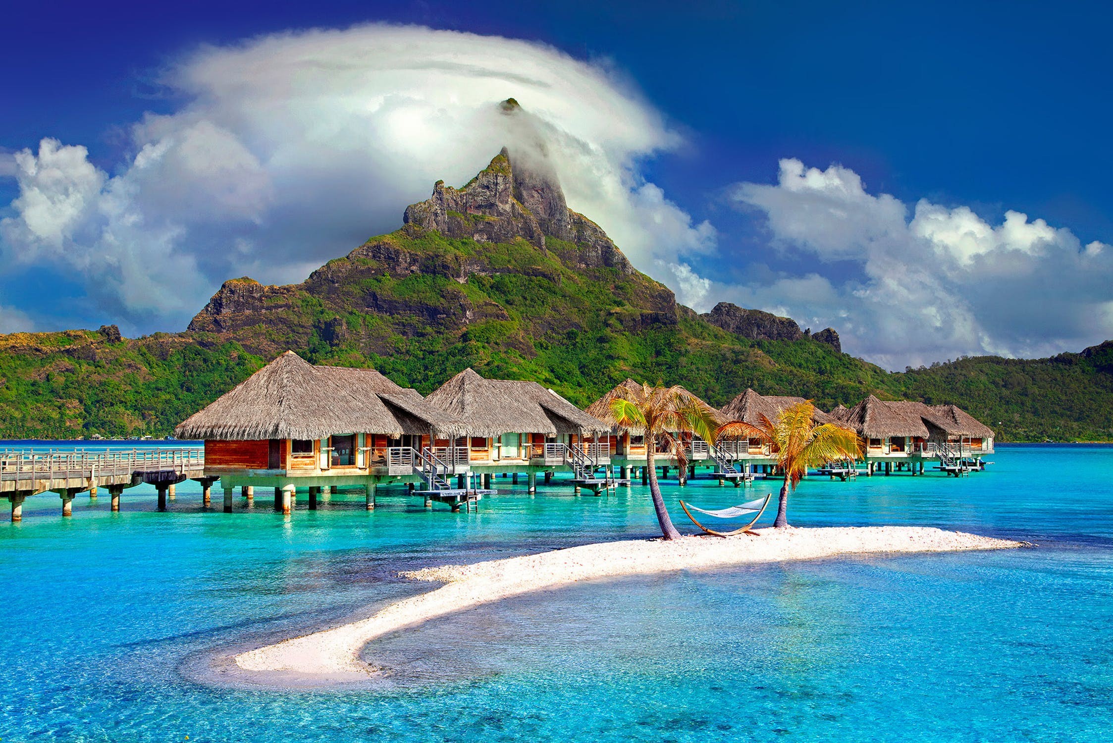 Wallpaper / landscape, mountain top, sea, nature, Bora Bora free download