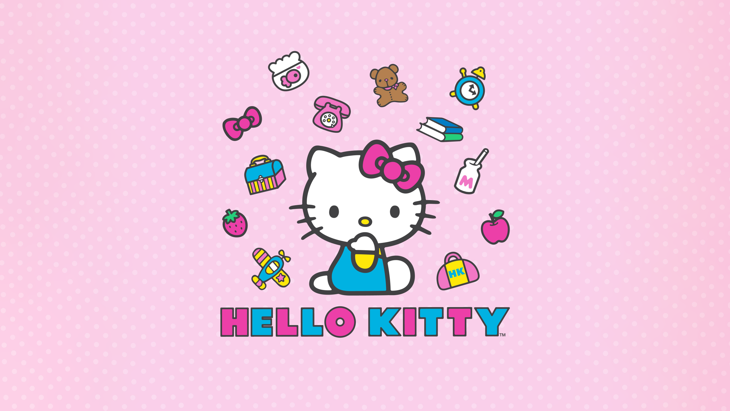 Hello Kitty Wallpaper 4K, Pink background