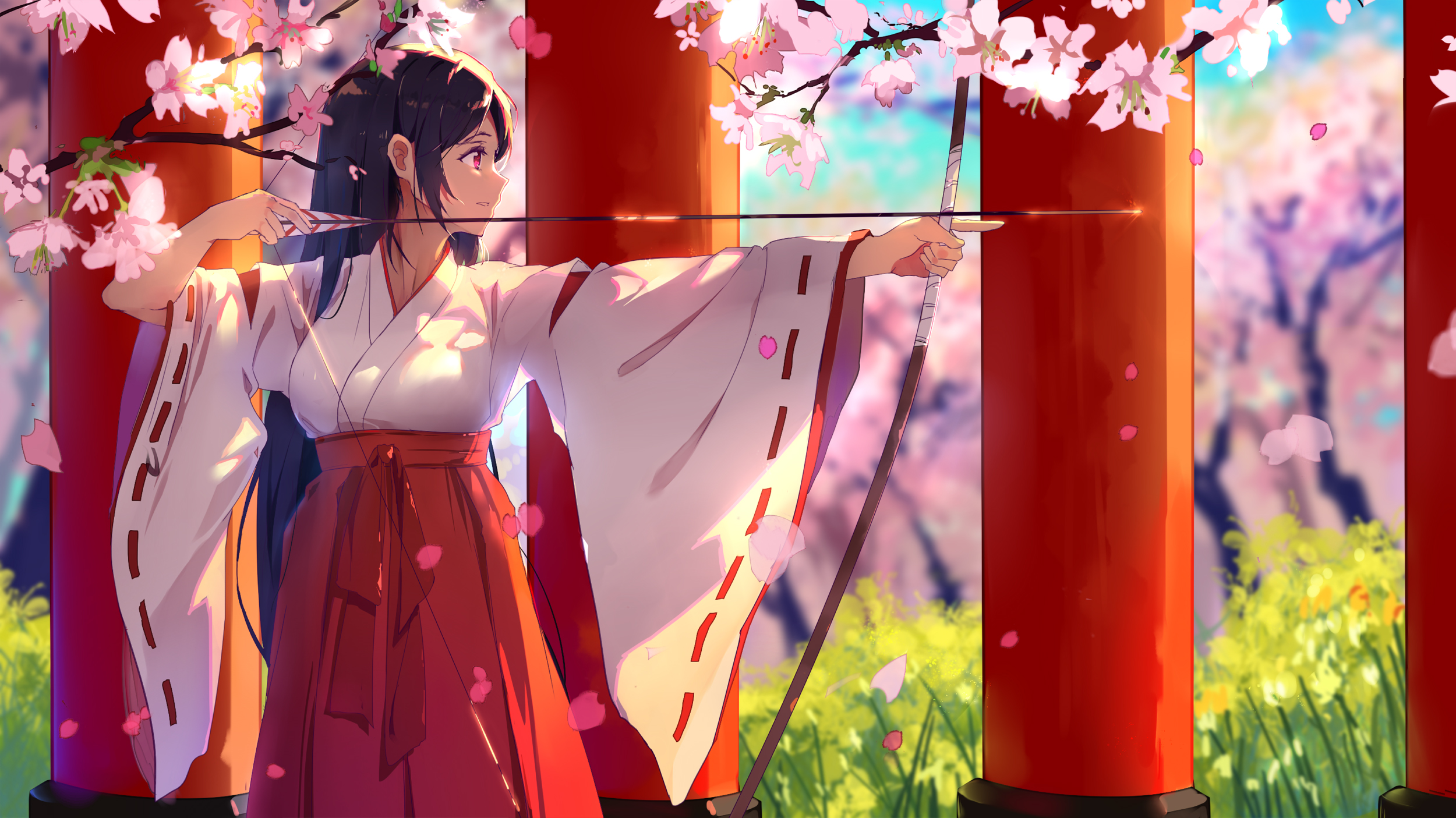 Wallpaper Miko Anime Girl, Miko, Anime, Anime Art, Ai Enma, Background Free Image