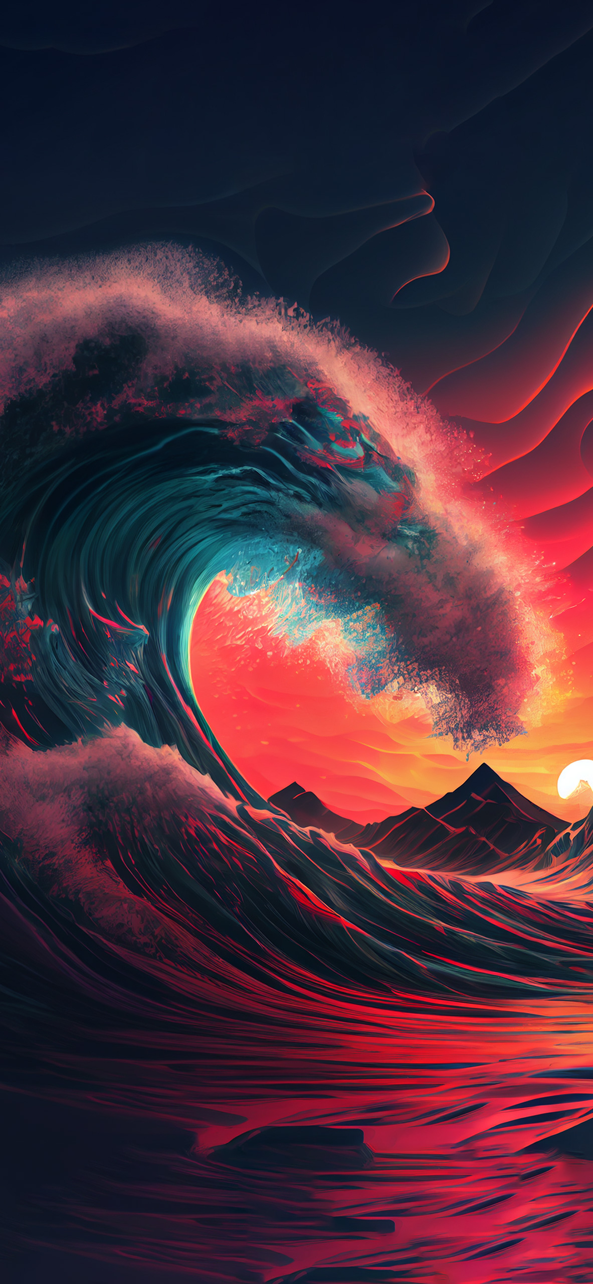 Ocean Wave & Sunset Wallpaper