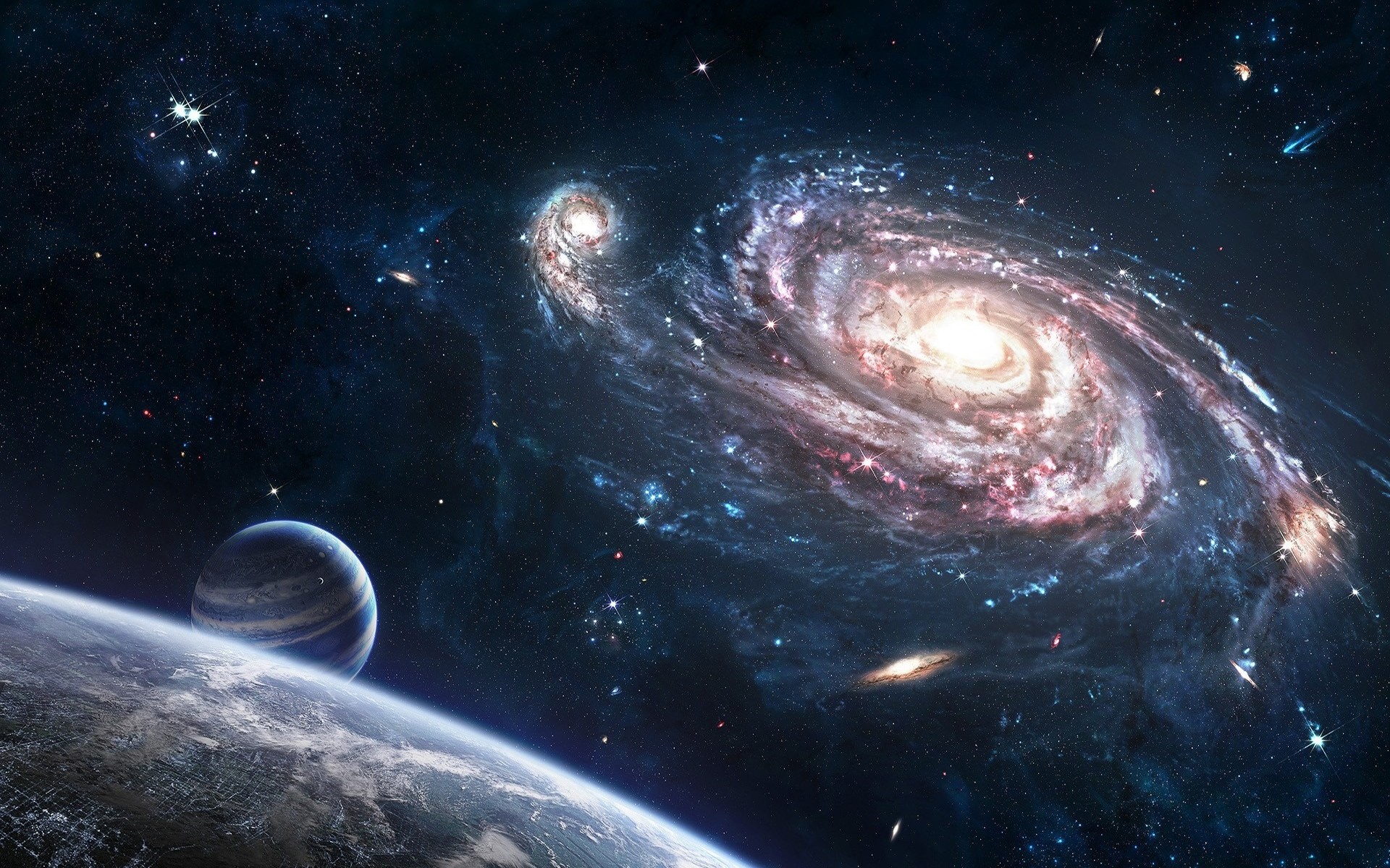 Wallpaper, planet, sky, Earth, Milky Way, spiral galaxy, universe, astronomy, 1920x1200 px, computer wallpaper, atmosphere of earth, outer space, astronomical object, phenomenon 1920x1200