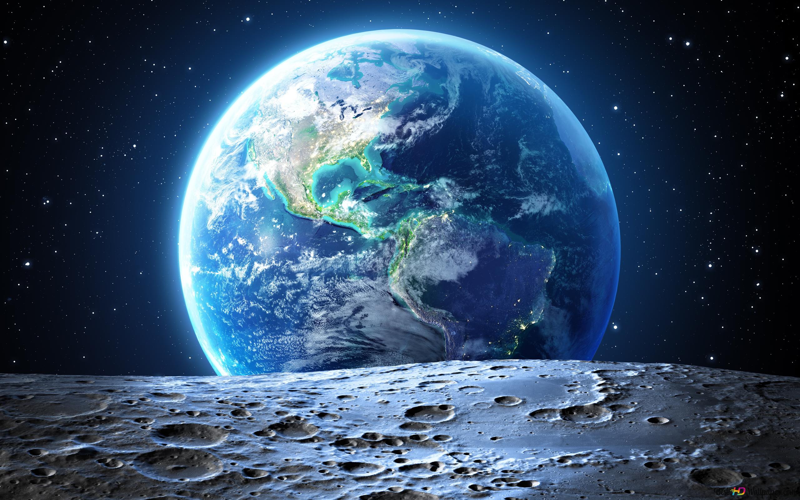 Earth view from the moon 4K wallpaper download