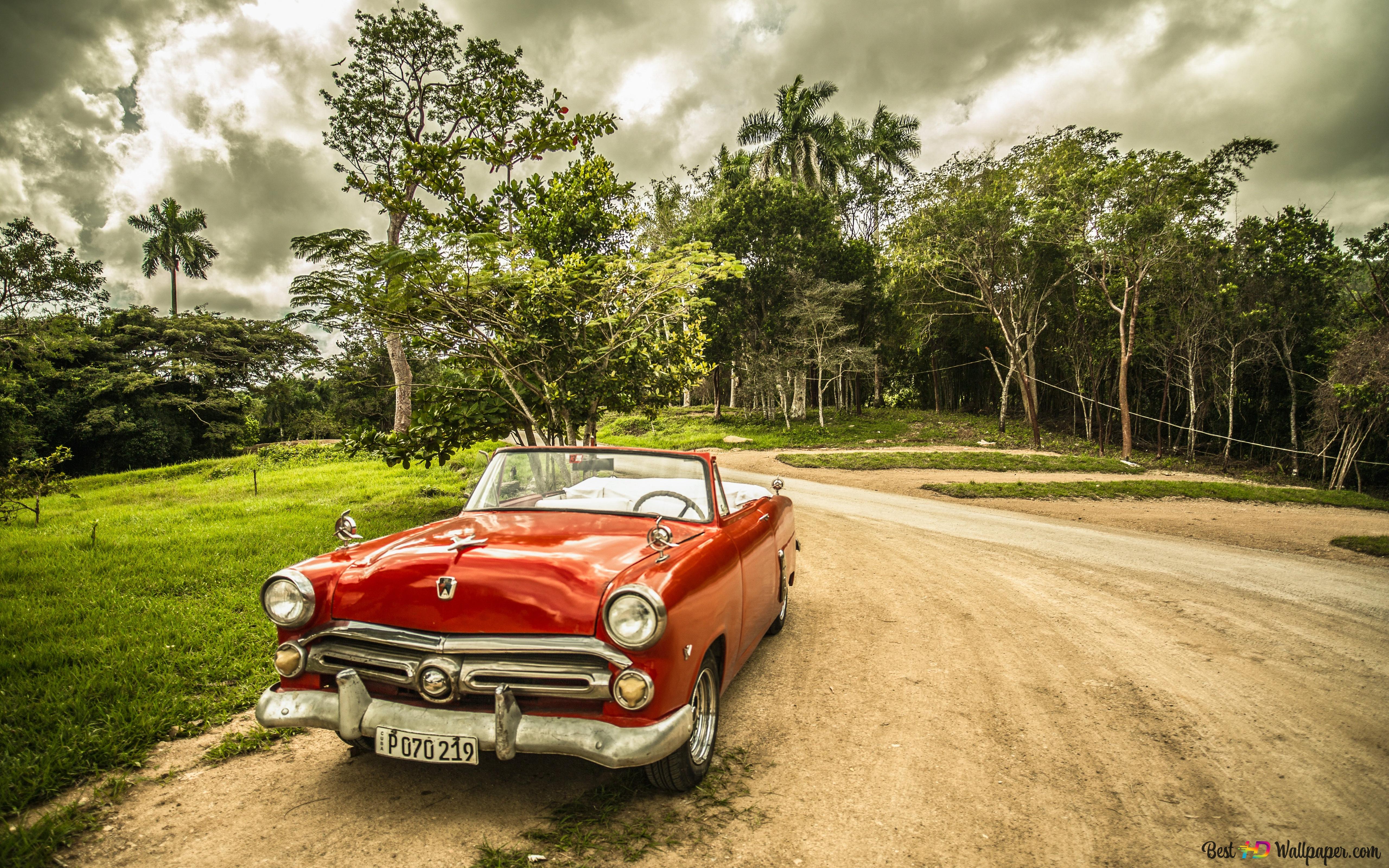 Cuba old car 4K wallpaper download