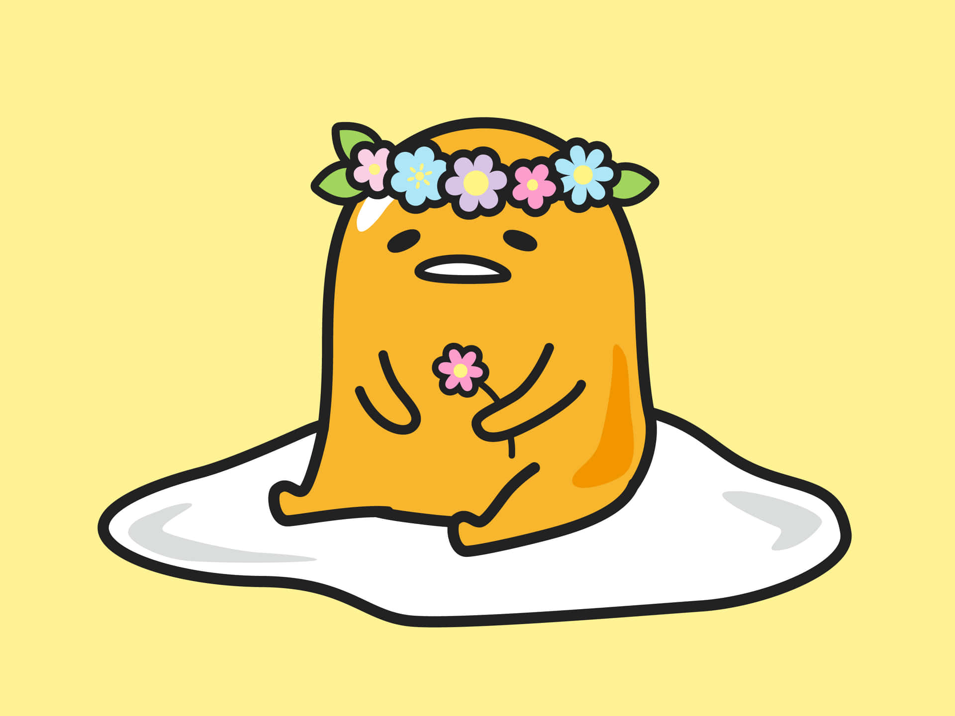 Download Big Gudetama With Flower Crown Wallpaper