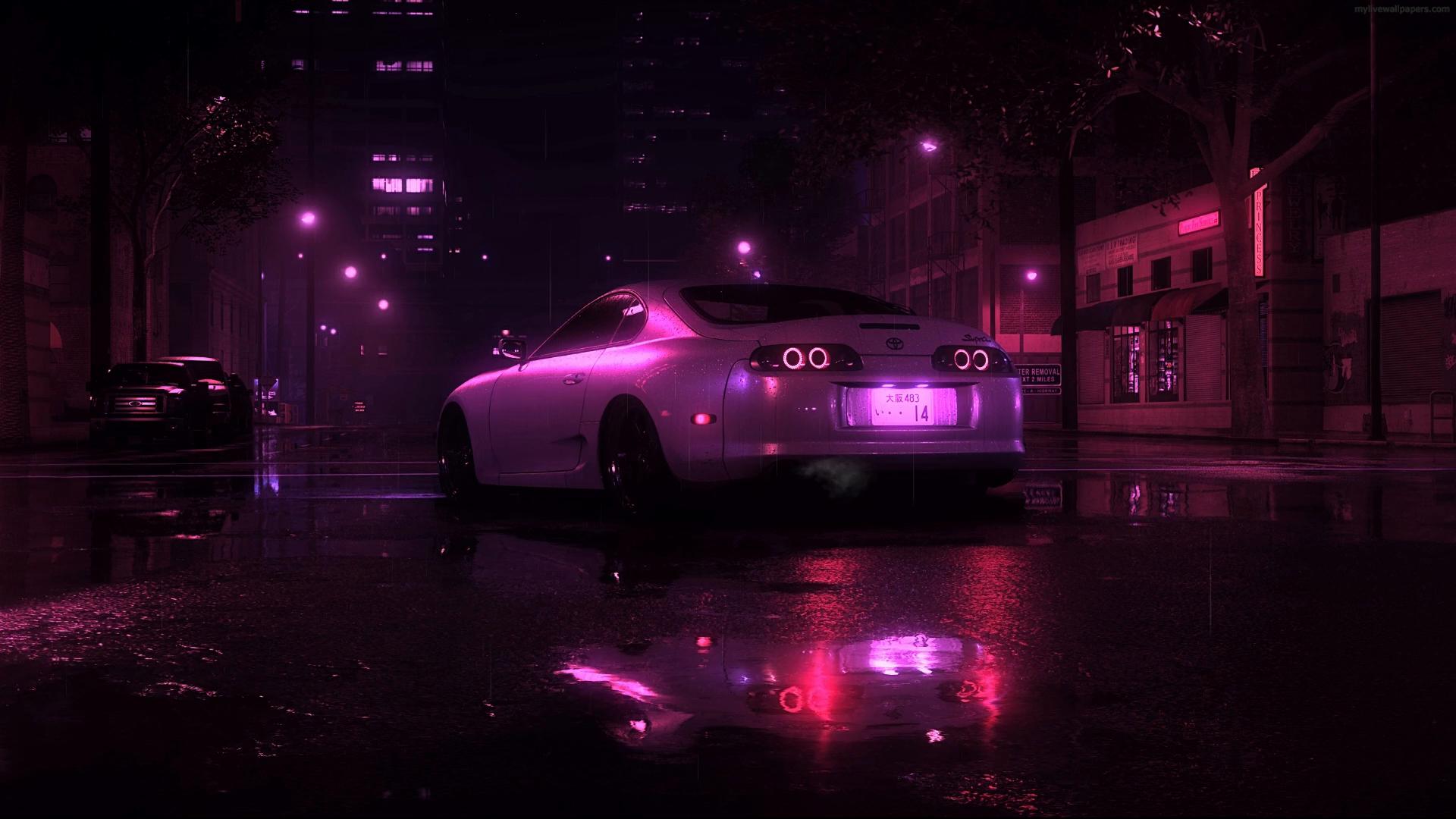 TOYOTA SUPRA at Neon Night Live Wallpaper