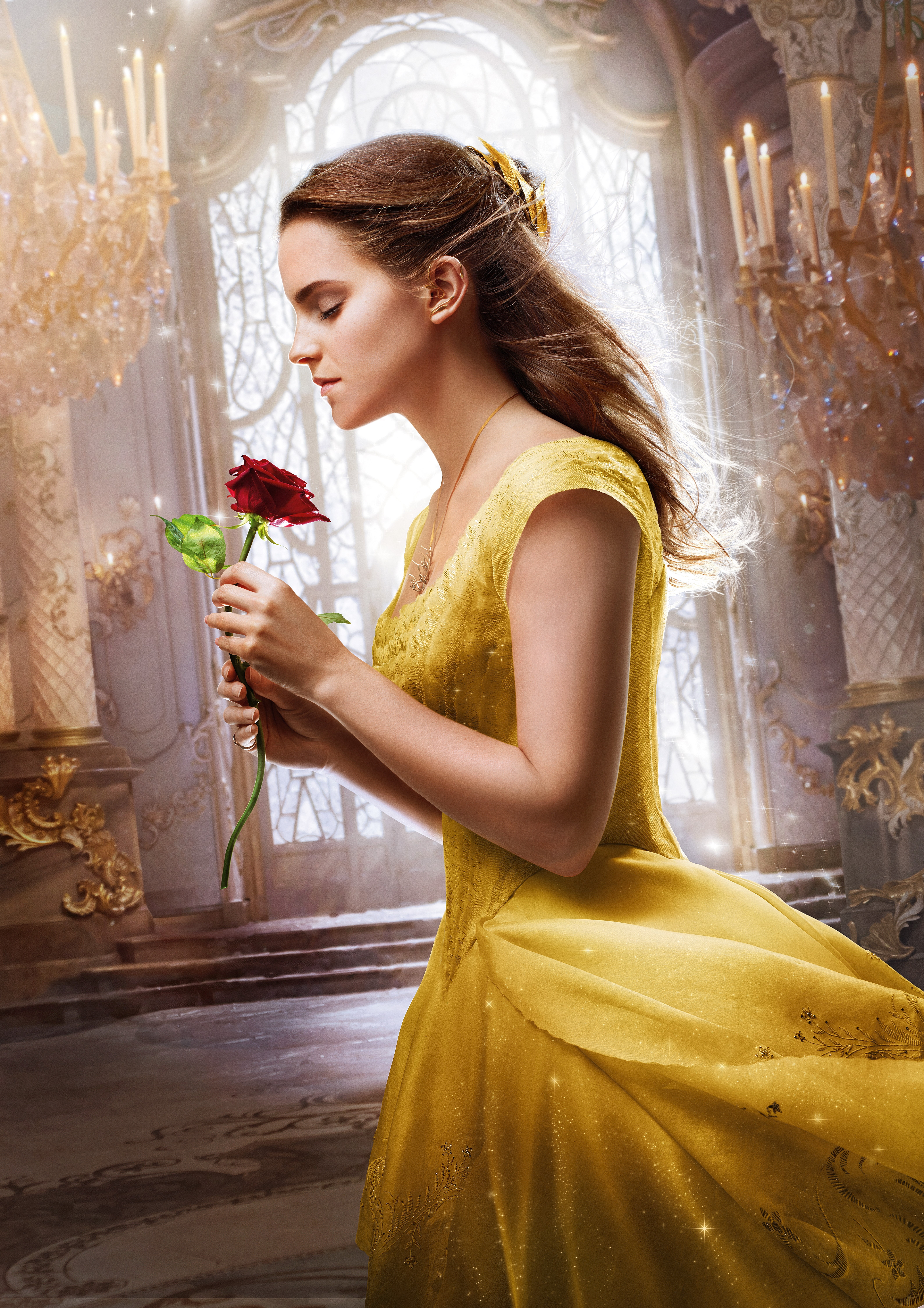 4K, 5K, 6K, Emma Watson, Roses, Beauty and the Beast 2017, Dress Gallery HD Wallpaper