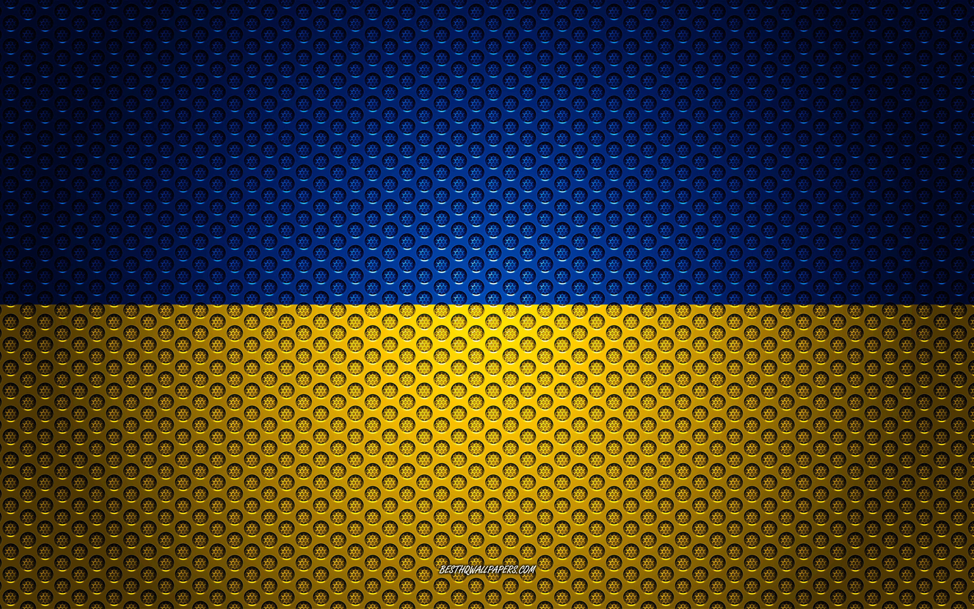Download wallpaper Flag of Ukraine, 4k, creative art, metal mesh texture, Ukrainian flag, national symbol, Ukraine, Europe, flags of European countries for desktop with resolution 3840x2400. High Quality HD picture wallpaper