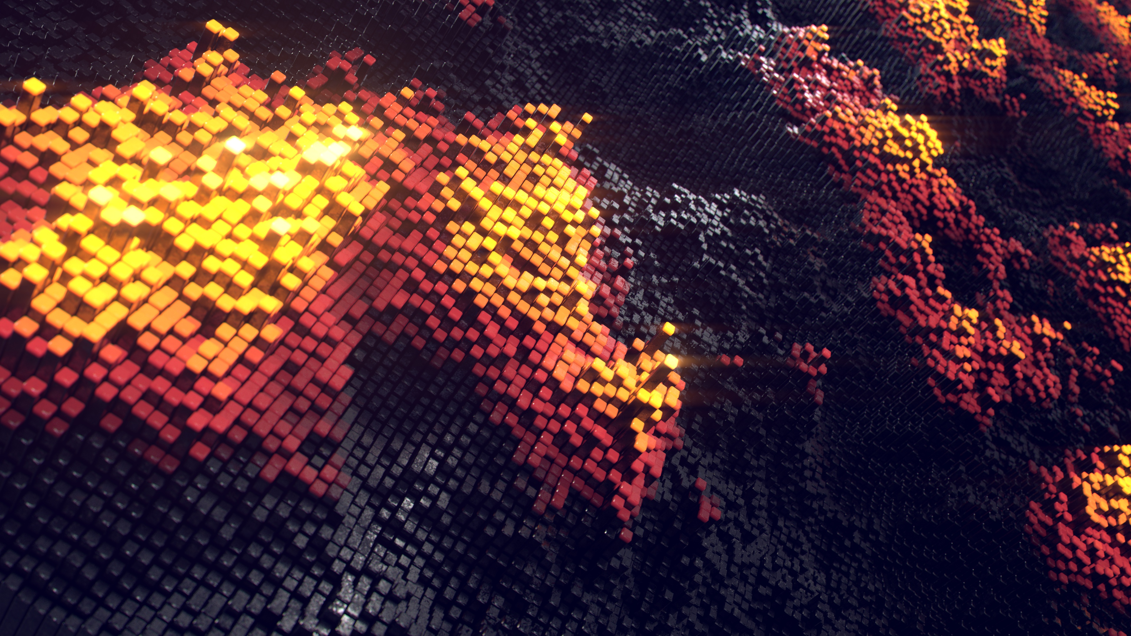 Squares Wallpaper 4K, Rays, Bars, Yellow background