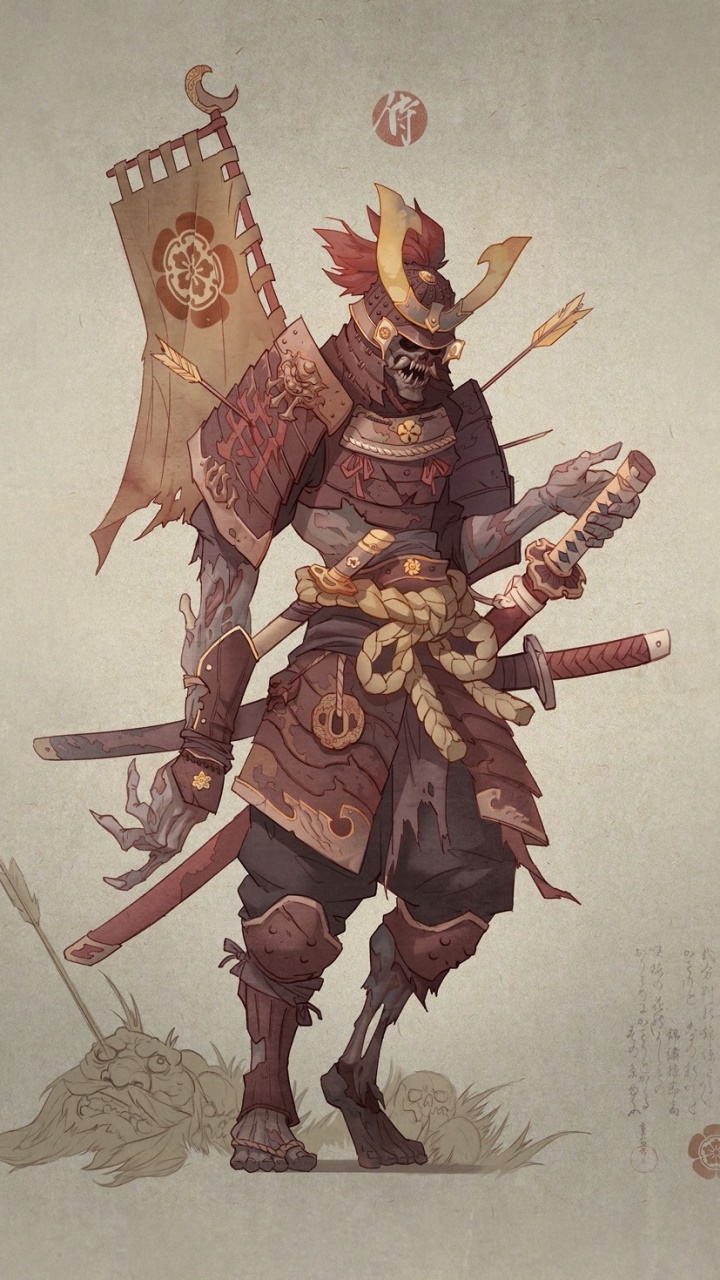 Wallpaper / Fantasy Samurai Phone Wallpaper, Undead, Katana, Sword, Armor, Banner, 720x1280 free download