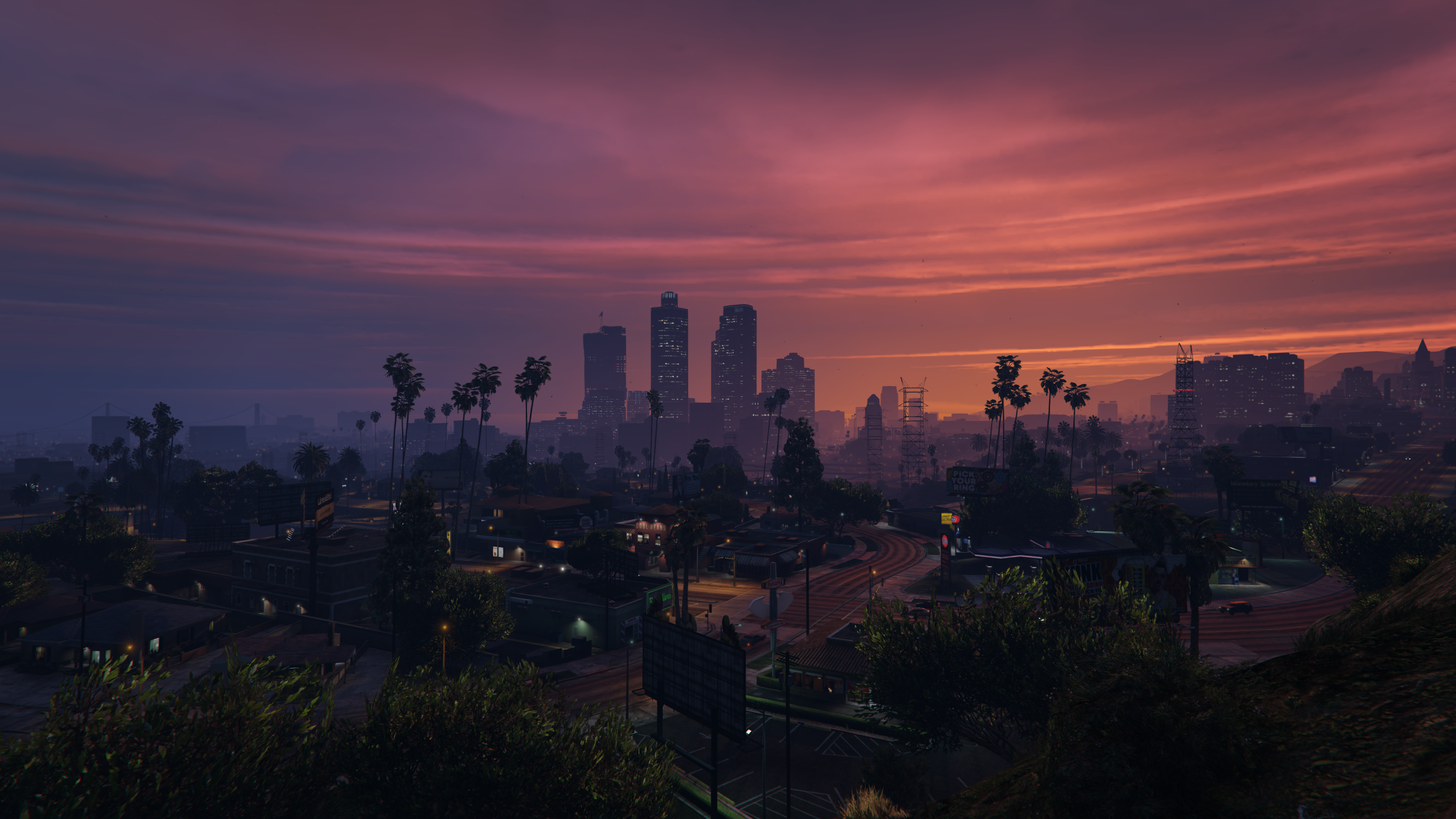 4K, Grand Theft Auto V PC, Grand Theft Auto V, screen shot, Los Santos, cityscape, video game art Gallery HD Wallpaper