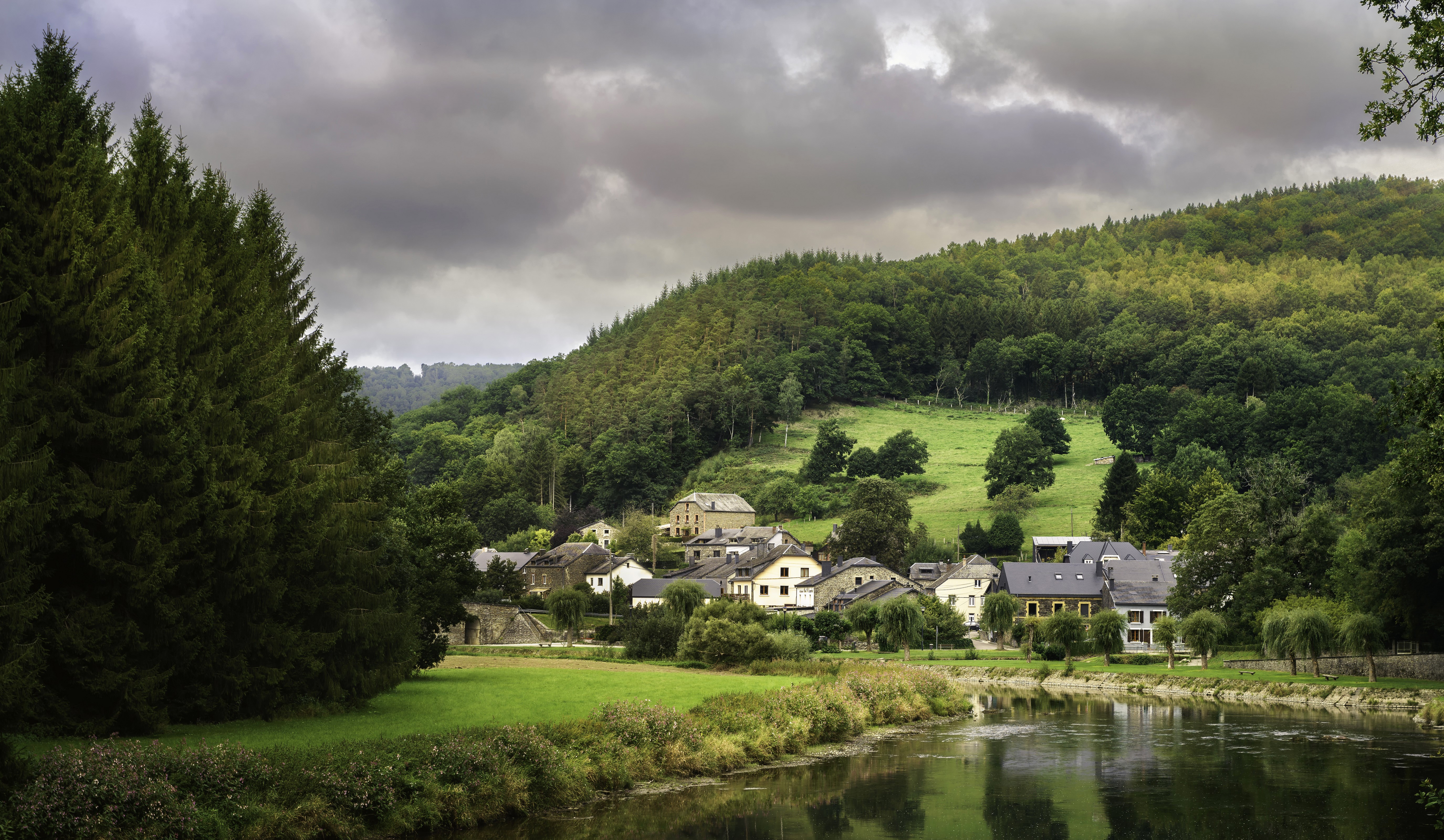 4K, 5K, Namur, Belgium, Scenery, Houses, Forests, Rivers, Spruce Gallery HD Wallpaper