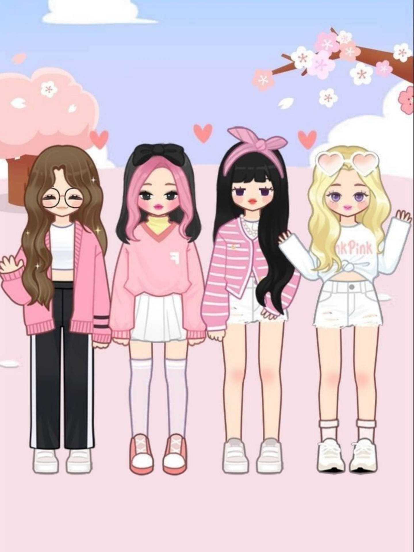 Download Blackpink Cartoon Dolls Wallpaper