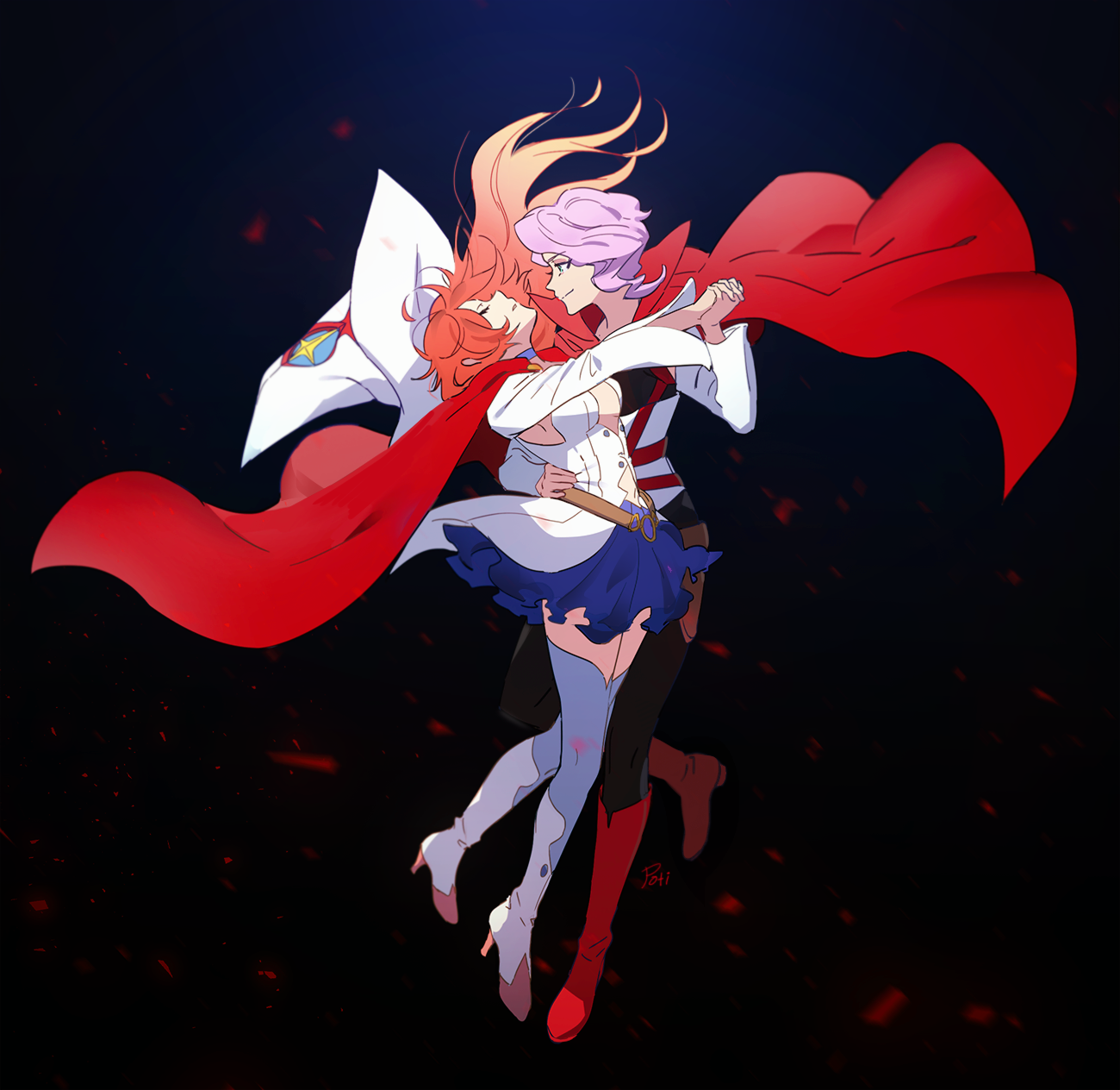 ursula charistes, shiny chariot, and croix meridies (little witch academia) drawn