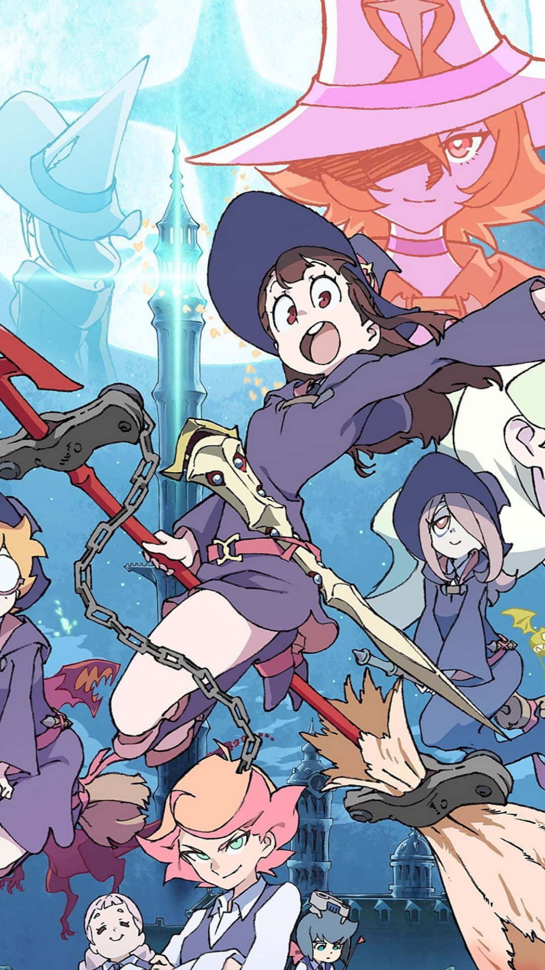 Download Little Witch Academia Characters Blue Background Wallpaper
