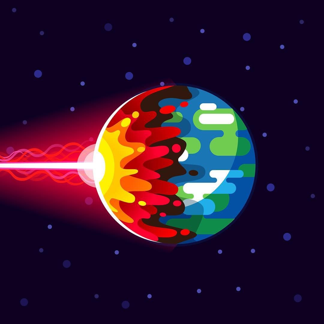 Kurzgesagt ideas. wallpaper, space illustration, space design