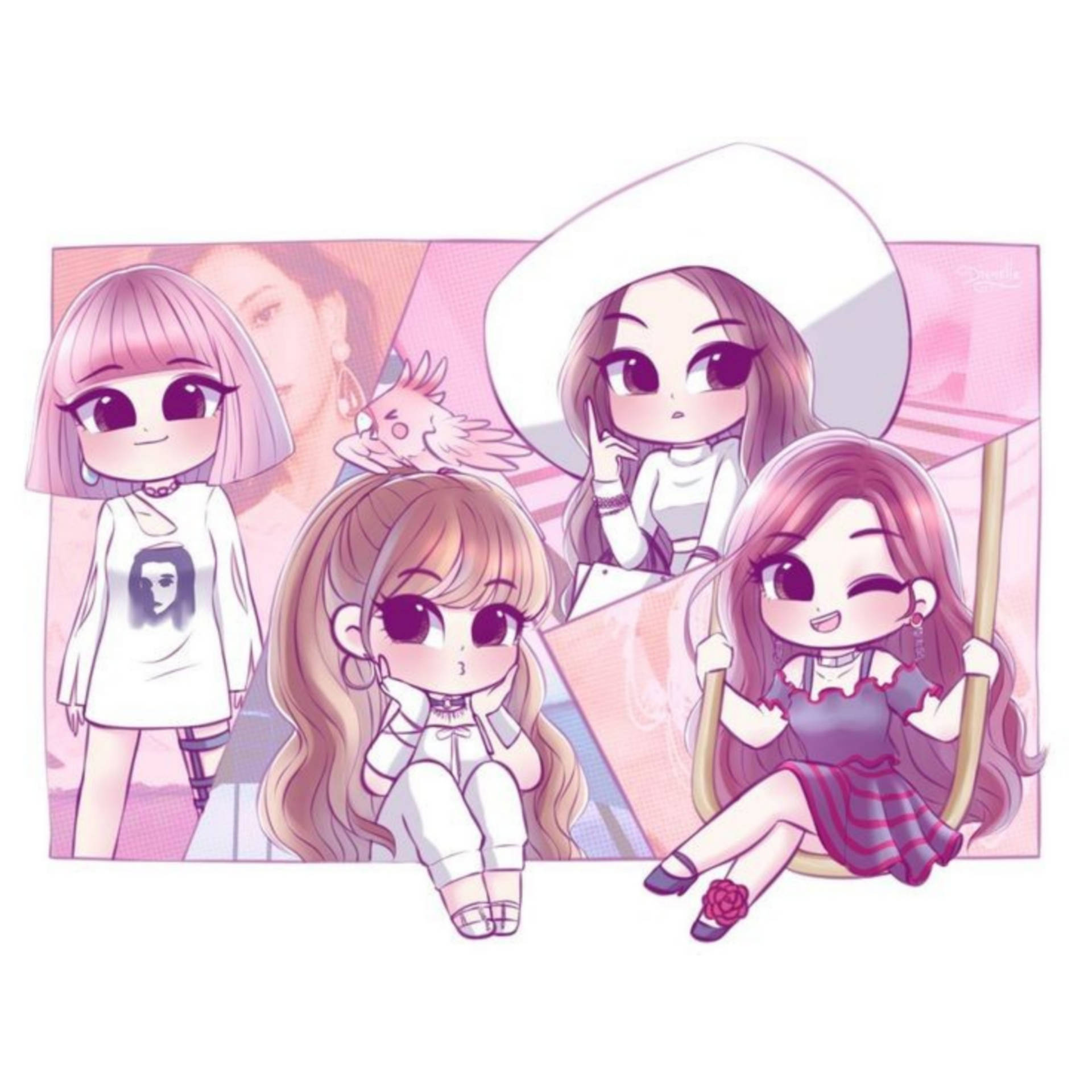 Download Blackpink Cartoon Beautiful Dolls Wallpaper