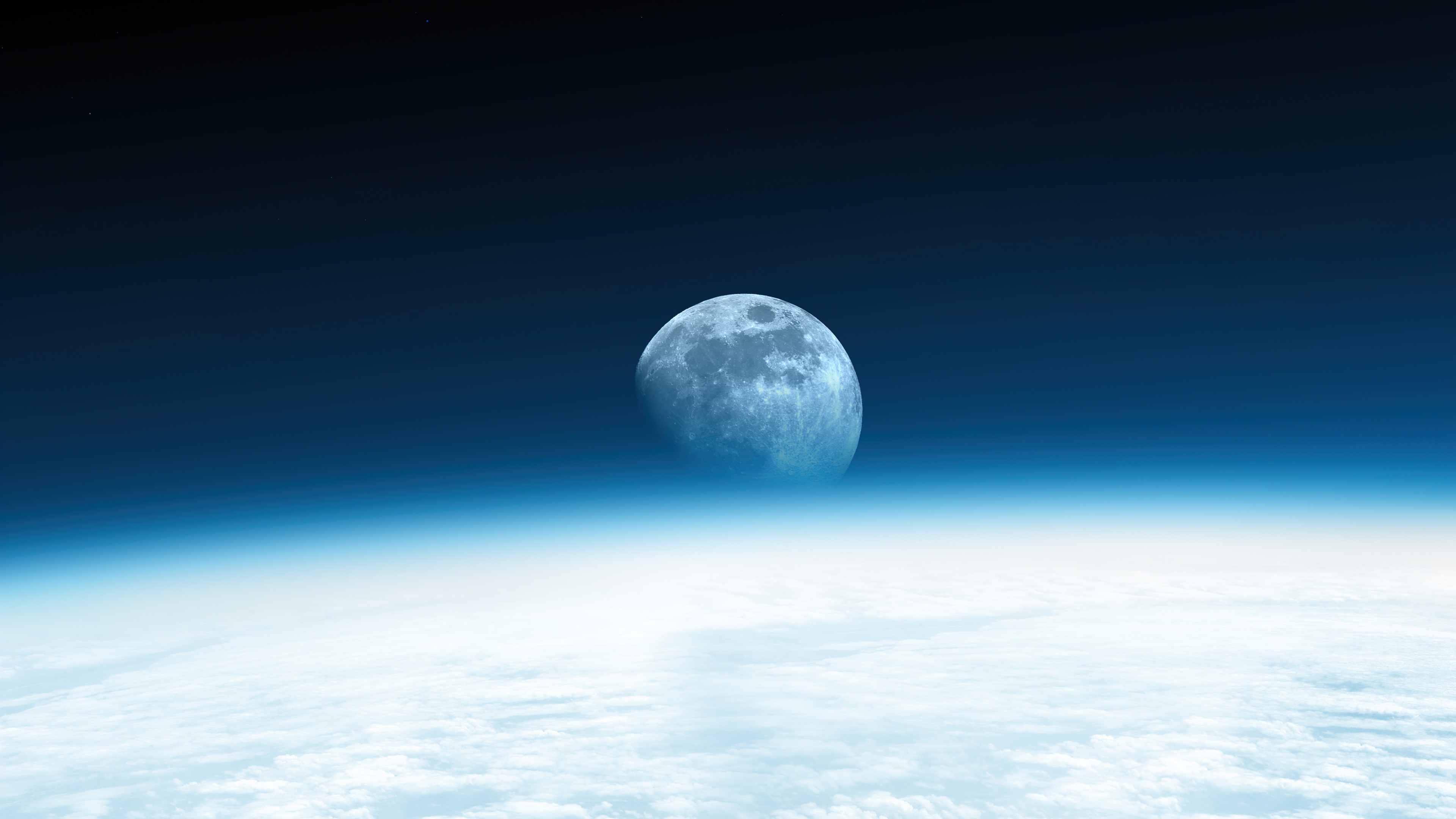 Moon Wallpaper 4K, Horizon, Earth