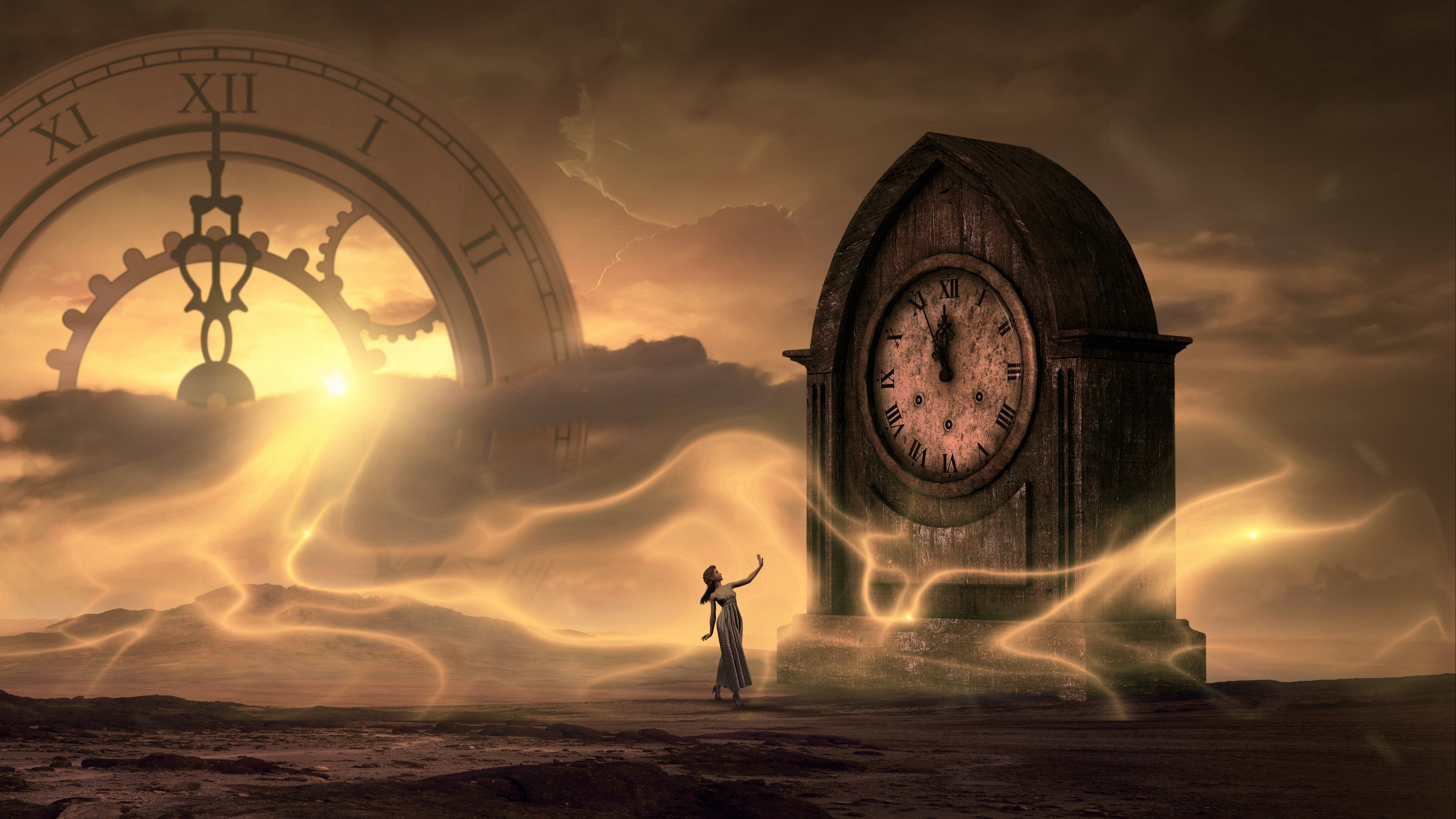 Fantasy Clock 4K wallpaper