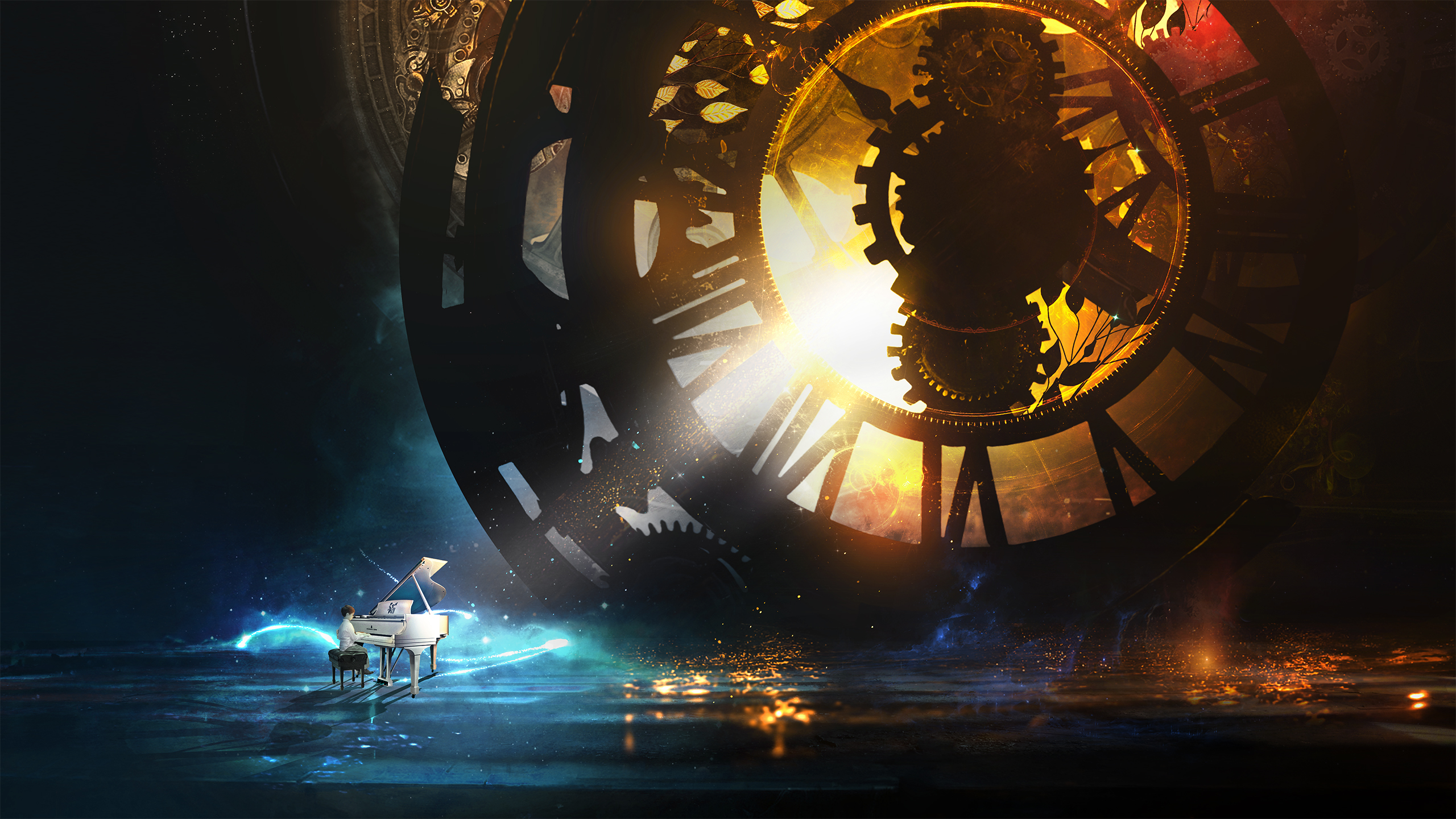 Wallpaper 4k Musical Clock HD Wallpaper