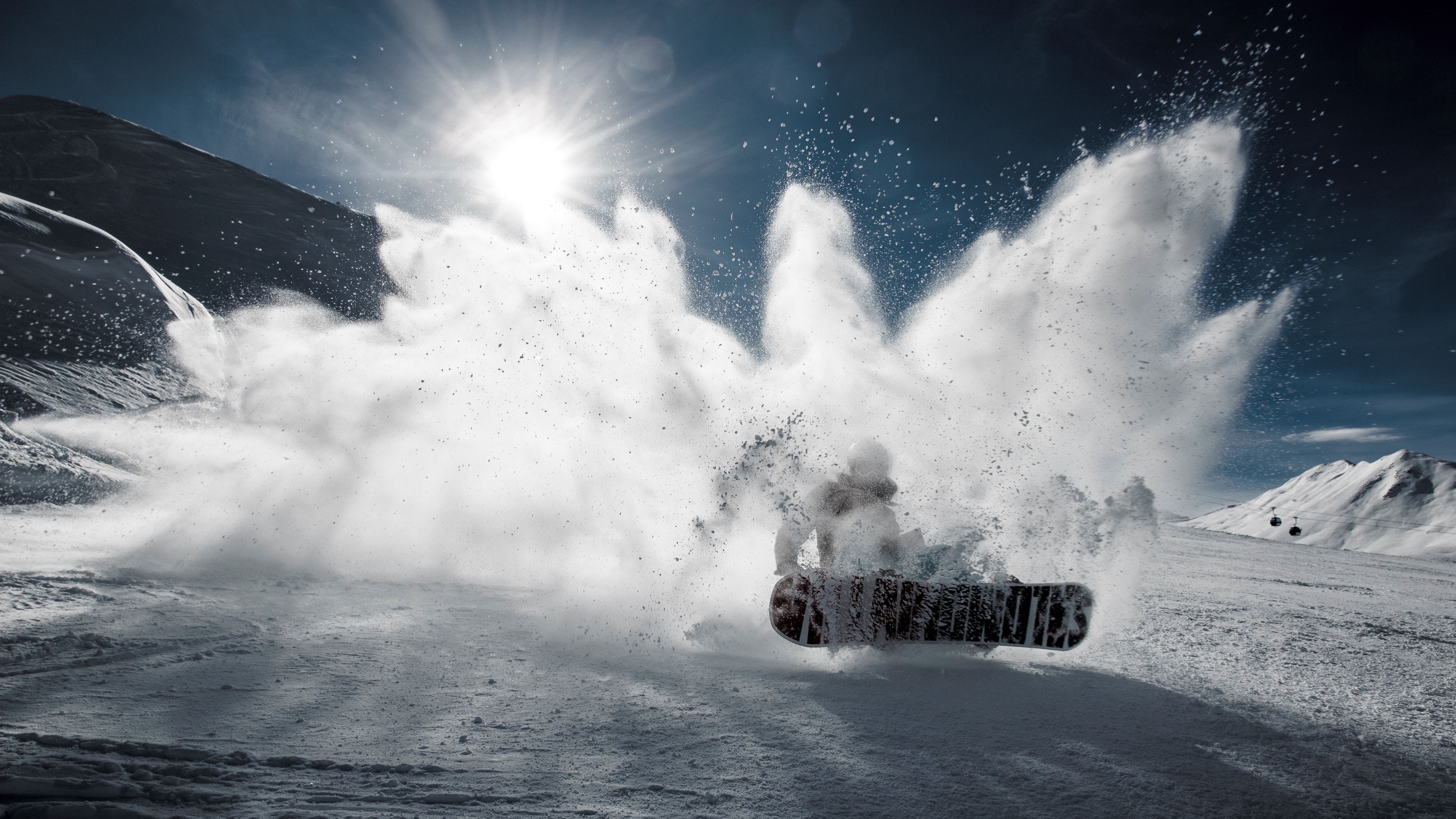 Wallpaper / snowboarder, snowboard, snow, mountain, 4k free download