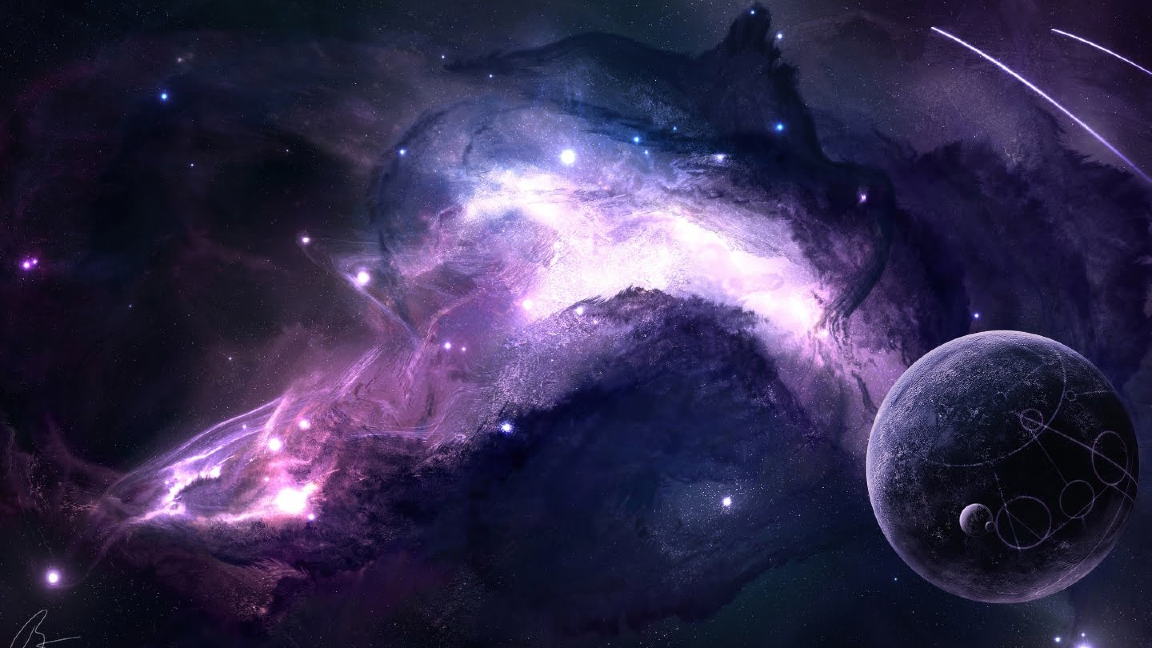 Purple Space Planets Wallpaper for Desktop and Mobiles 4K Ultra HD