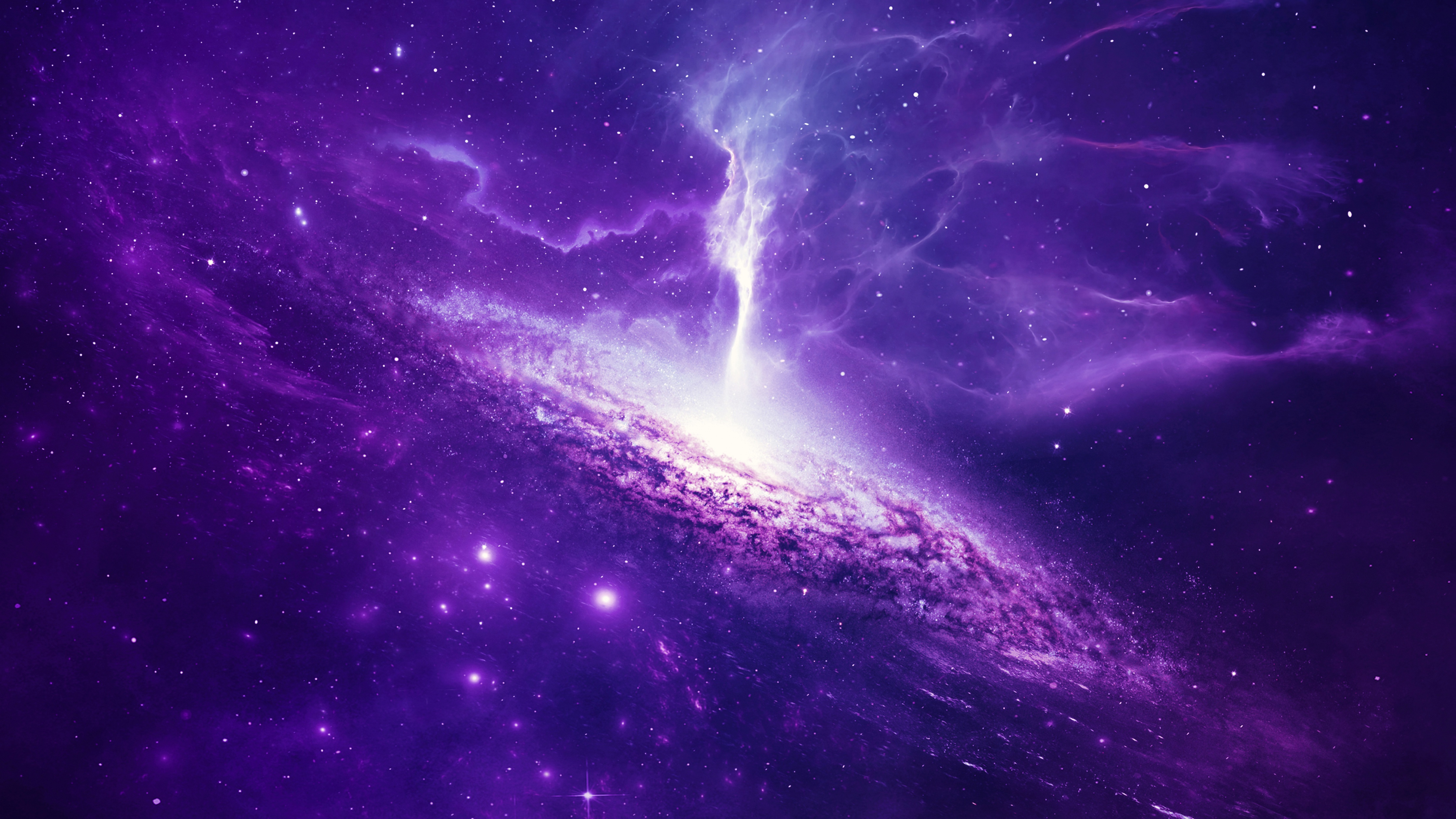 Universe Wallpaper 4K, Spiral, Nebula, Galaxy, Purple