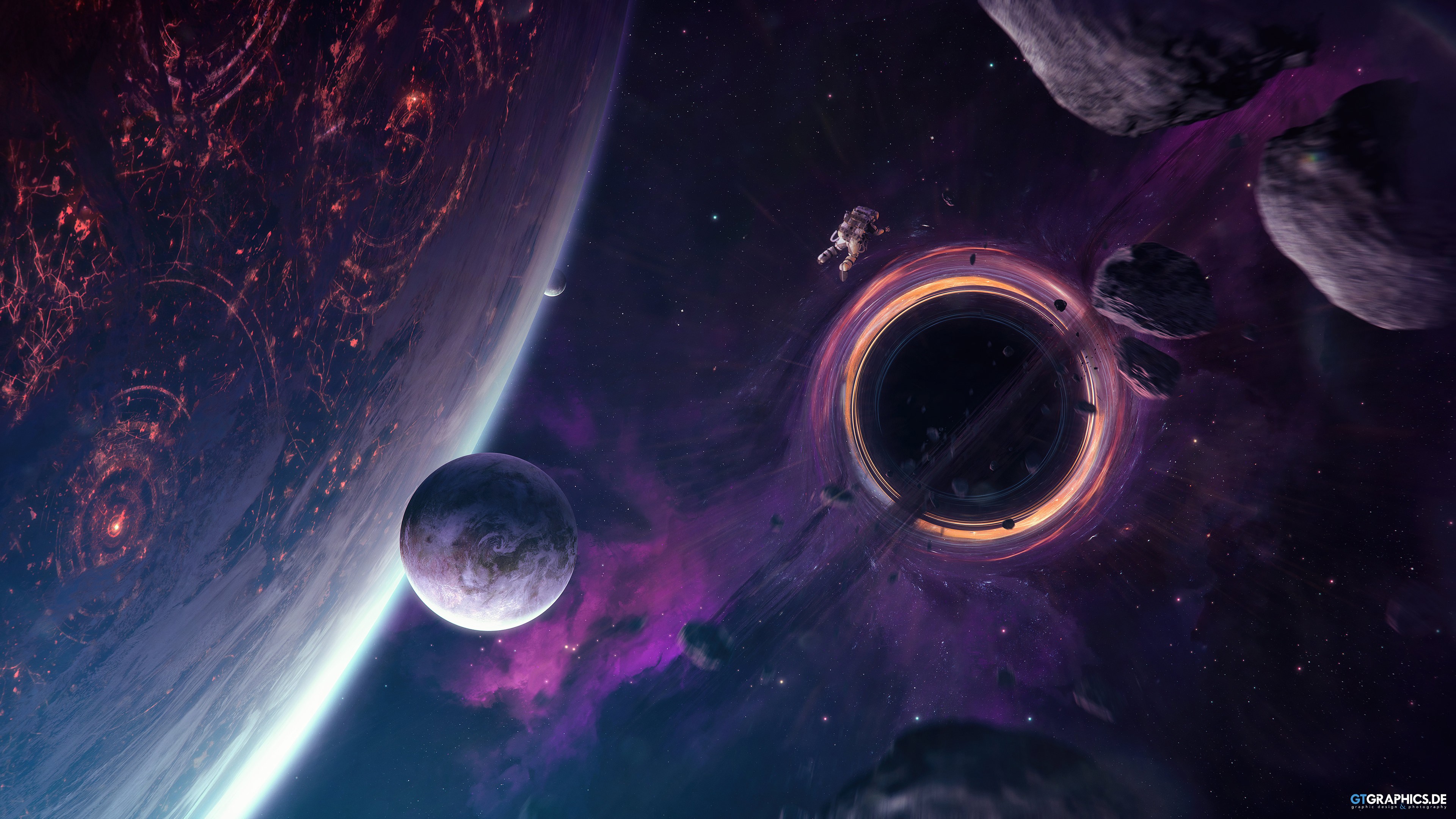 Wallpaper astronaut, space, 4K, Art