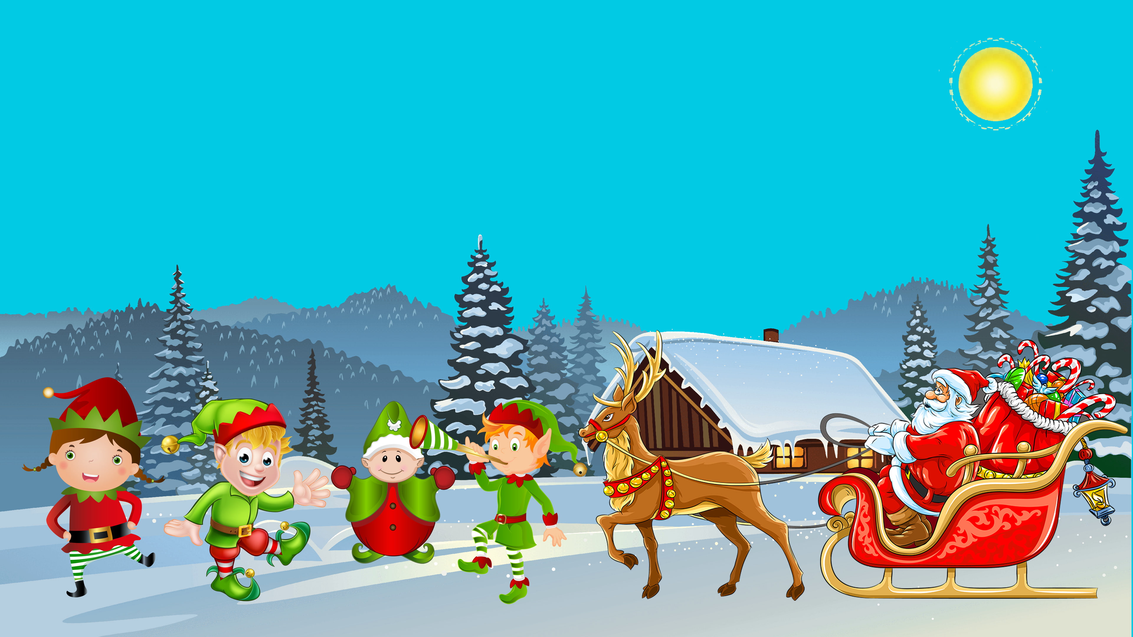 Wallpaper / christmas, 4K, computers, kids, tablet, claus, laptop, wallpaper, gifts, k, ultra, phones, deer, sled, mobile, hd, desktop, santa free download