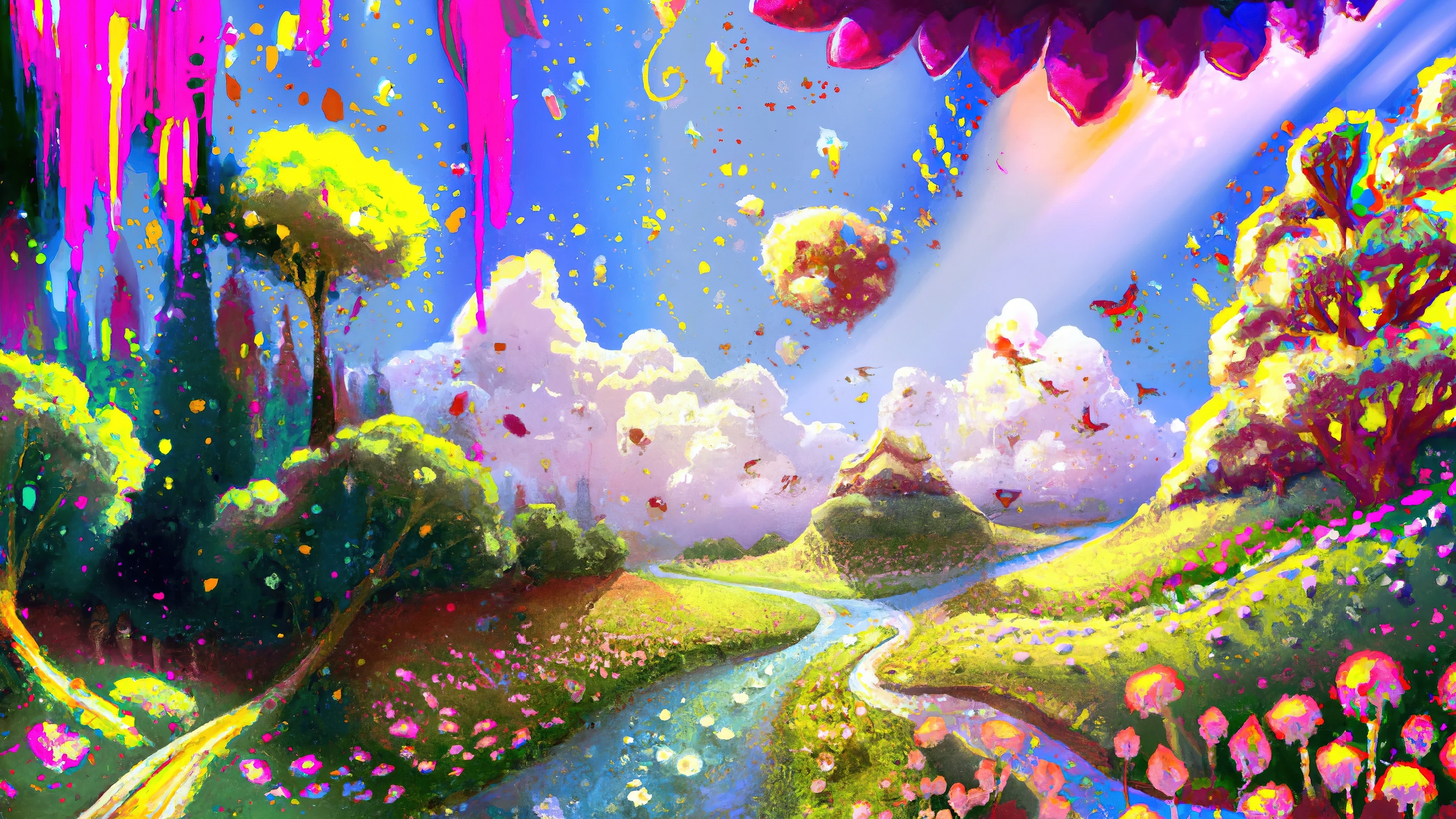 Download wallpaper 3840x2160 colorful world, fantasy art 4k wallpaper, uhd wallpaper, 16:9 widescreen 3840x2160 HD background, 28579