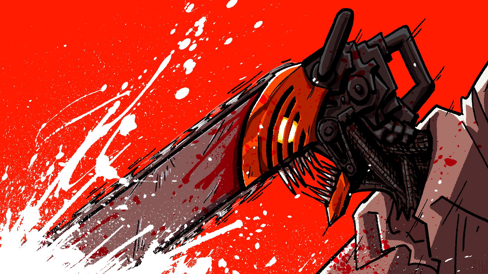 Red Denji Art Chainsaw Man Wallpaper