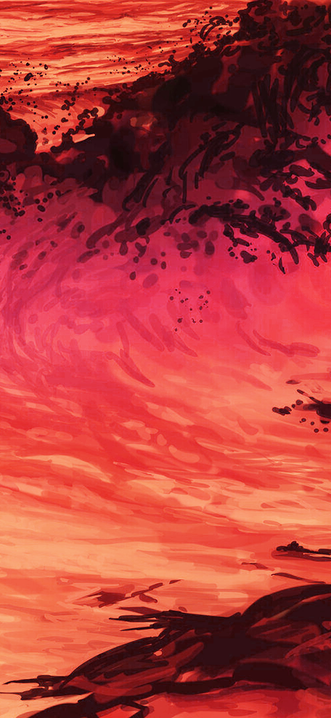 iPhone X wallpaper. art wave anime blue red