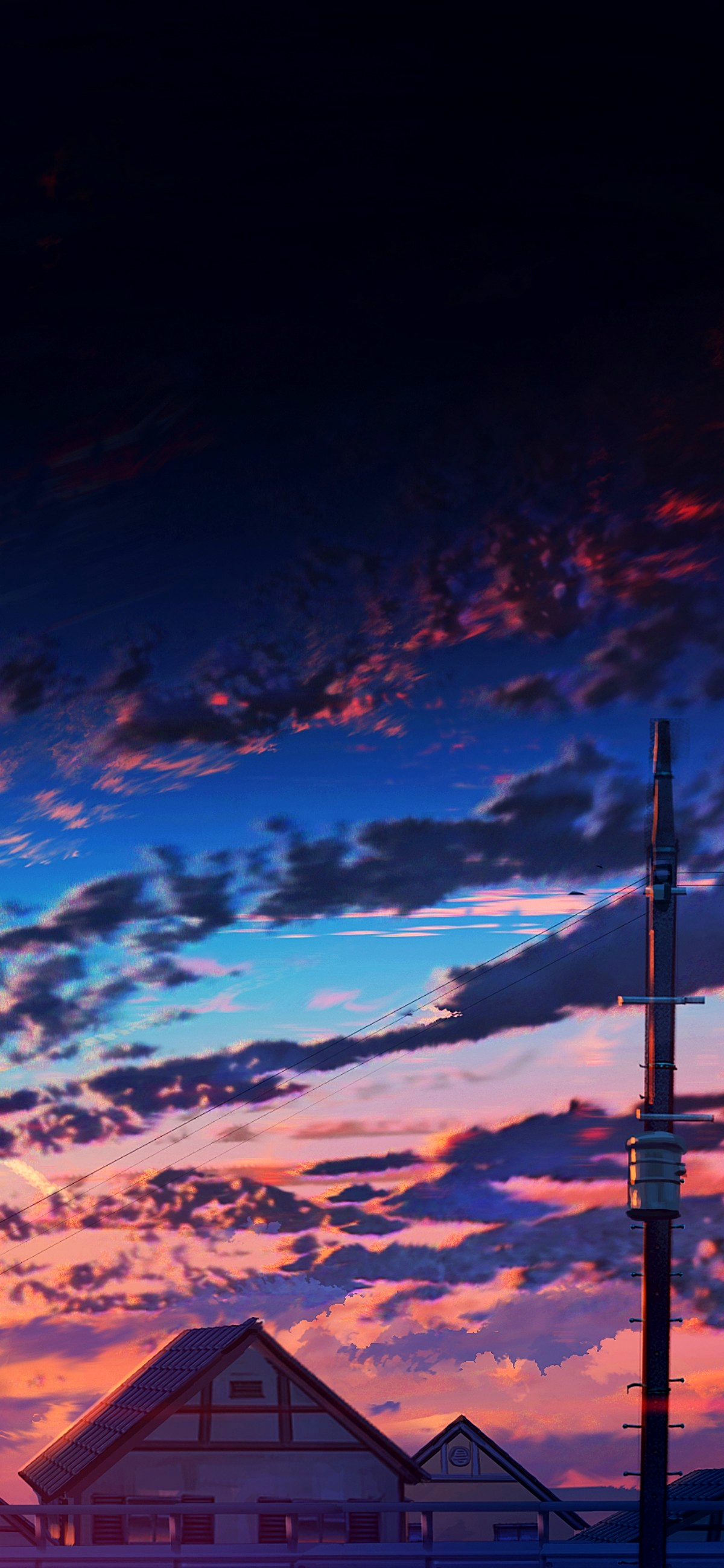 Wallpaper Blue Orange Anime Sunset, Anime, Sleeve, Cartoon, Night, Background Free Image