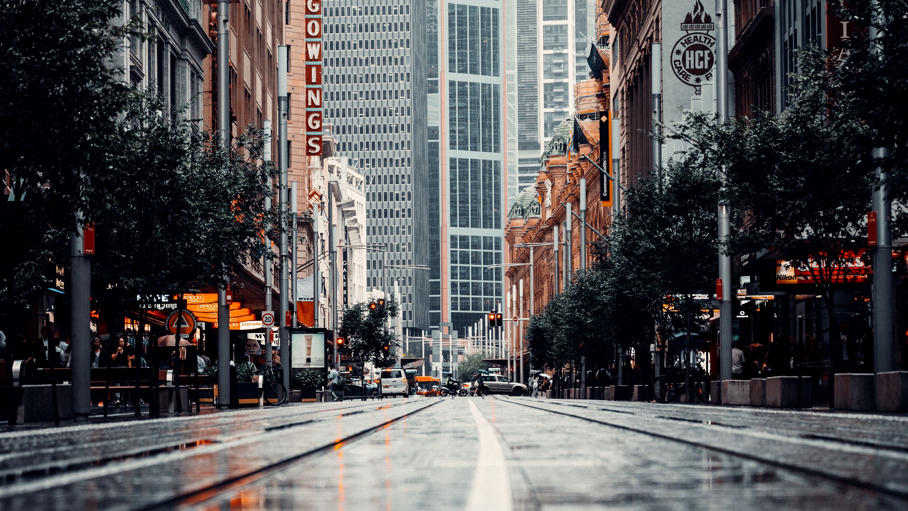Wallpaper / city, road, buildings, street, 4k free download