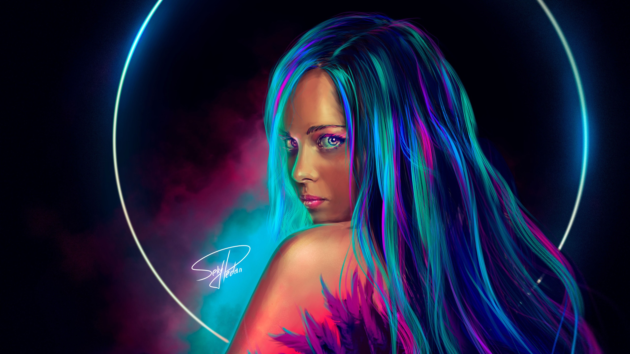 Wallpaper 4k Neon Girl Digital Art 4k Wallpaper